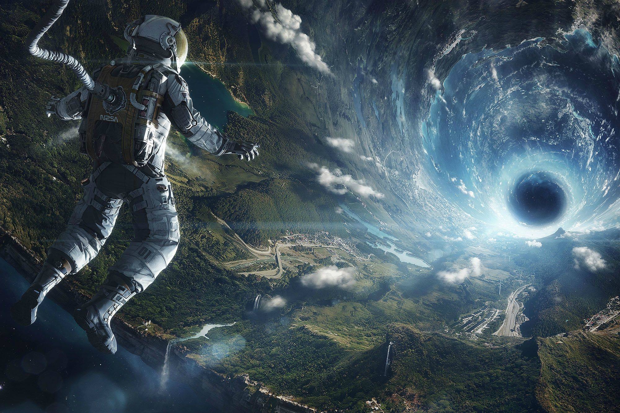 Astronaut, Schwarzes Loch, Hintergrund, Weltraum, Universum, 2000x1340 HD Desktop