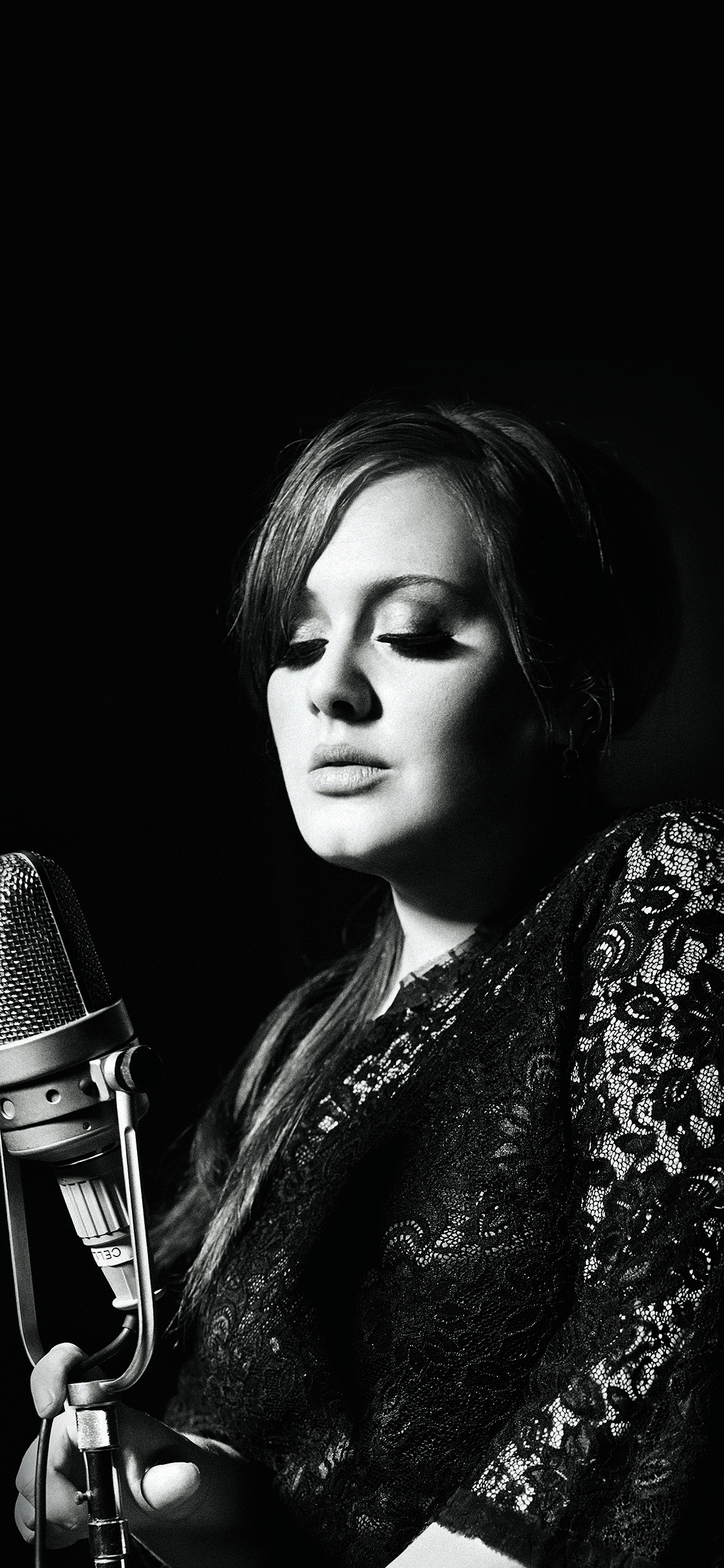 Adele, Musikerin, Dunkel, Berühmtheit, Schwarz-Weiß, 1130x2440 HD Handy