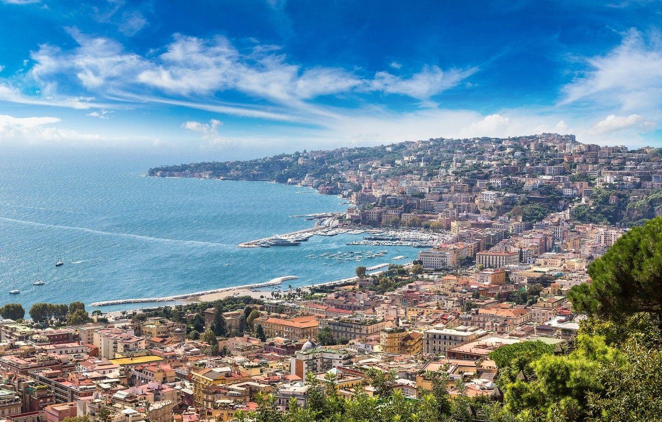 Neapel, Italien, Küste, Panorama, Stadt, 1340x850 HD Desktop