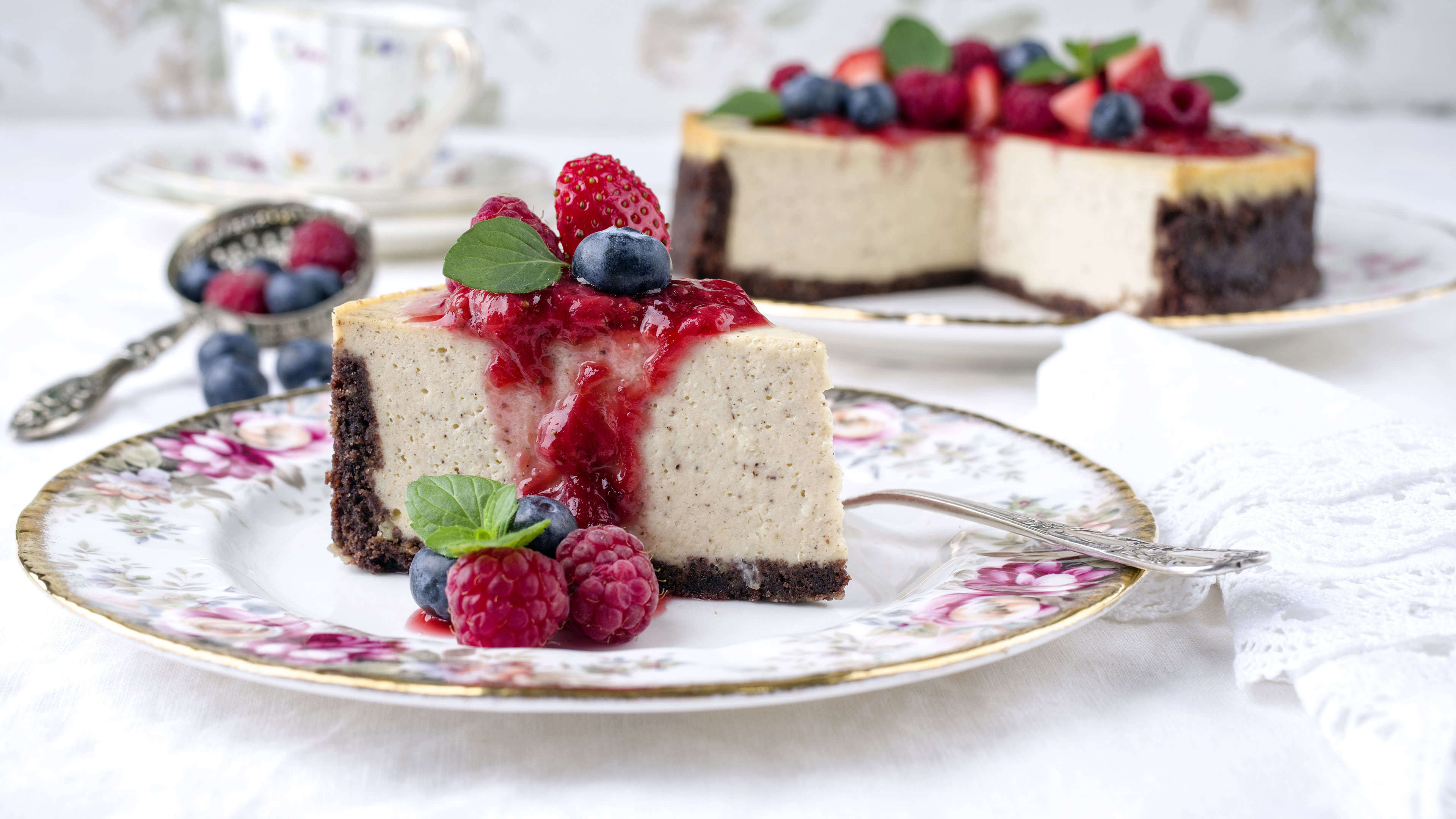 Käsekuchen, Blaubeeren, Fotografie, Backen, Süßspeise, 3840x2160 4K Desktop