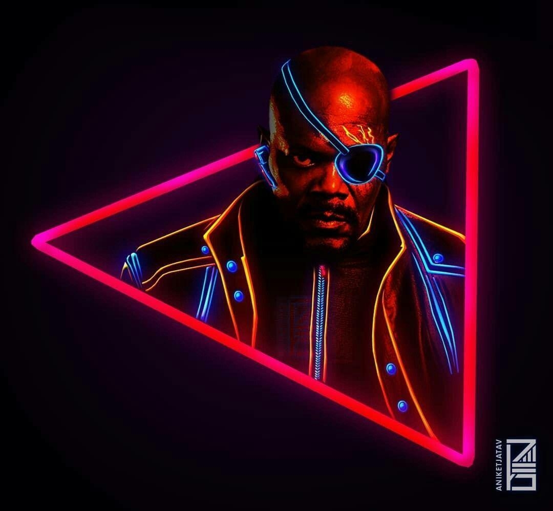 Nick Fury, Marvel, Avengers, Neon, Comic Universum, 1080x1000 HD Desktop