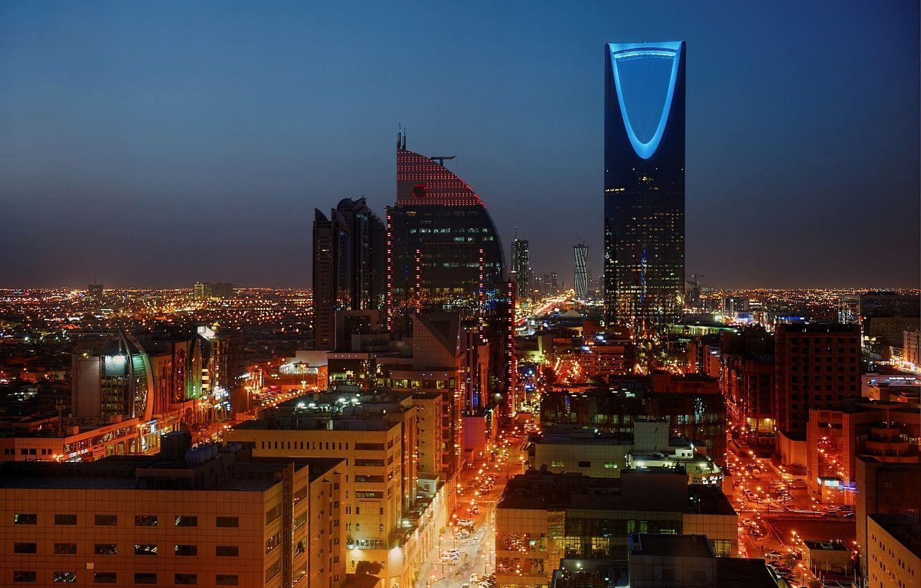 Nachtlichter, Saudi-Arabien, Riad, Bild, Stadt, 1340x850 HD Desktop