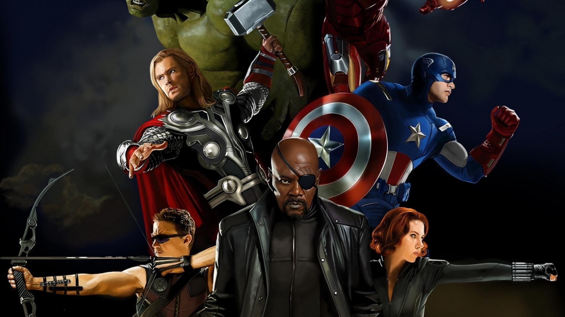 Nick Fury, Iron Man, Thor, Heldenallianz, Kinofilm, 1920x1080 Full HD Desktop