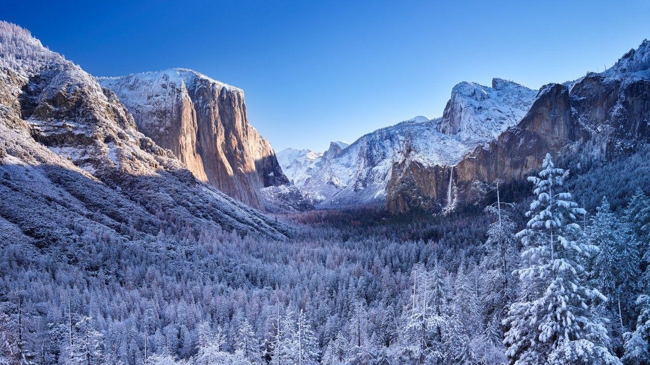 Yosemite, Winter, Berge, 4K, Welt, 1280x720 HD Desktop