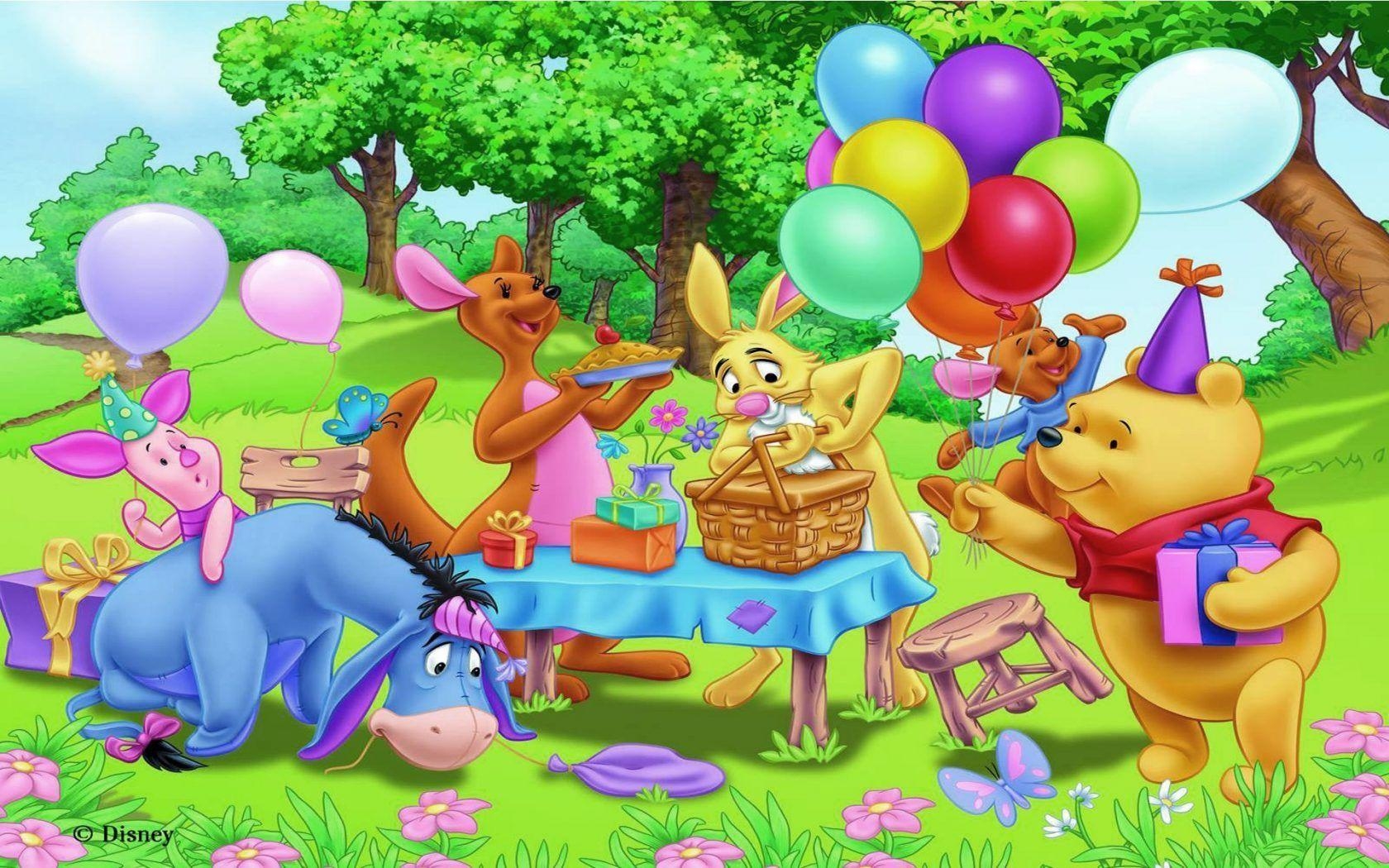 Winnie Pooh, Freunde, Geburtstag, Kinder, Hintergrund, 1680x1050 HD Desktop