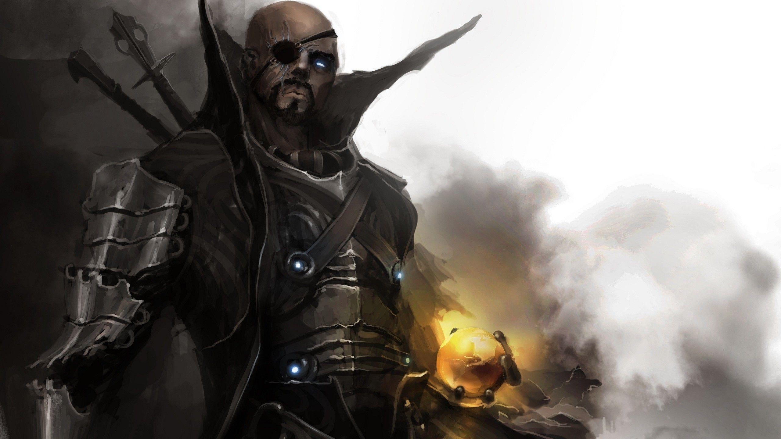 Nick Fury, Fantasy Art, Hintergrund, Bild, Marvel, 2560x1440 HD Desktop