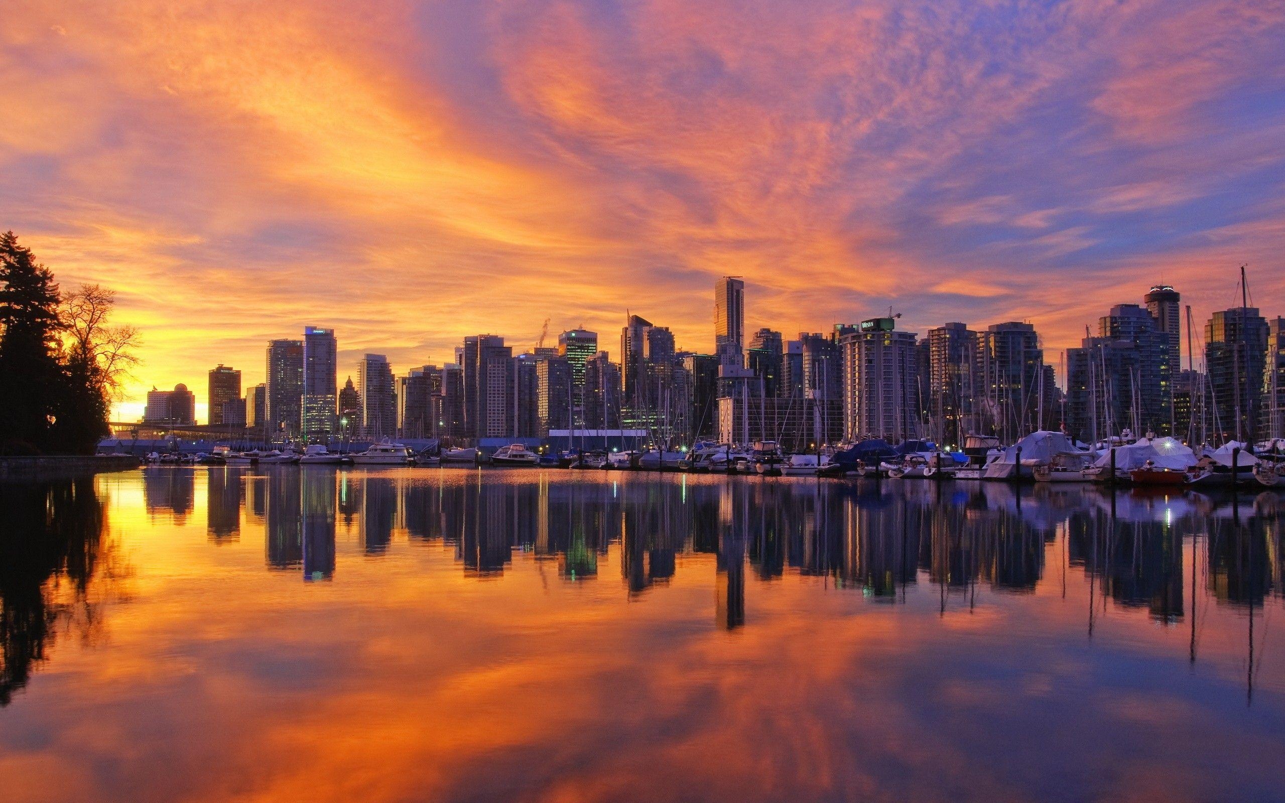 Vancouver, HD Bilder, Kanada, Nachtansichten, Stadtlandschaft, 2560x1600 HD Desktop