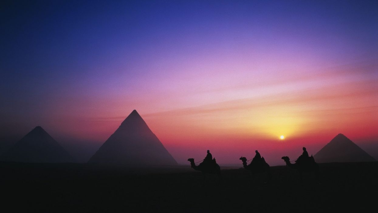 Sonnenaufgang, Ägypten, Morgen, Gizeh, Große Pyramide, 1250x700 HD Desktop