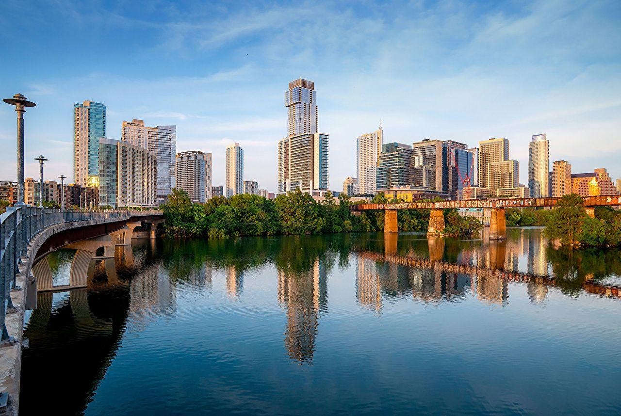 Austin, Texas, Brücken, Fluss, Häuser, 1280x860 HD Desktop