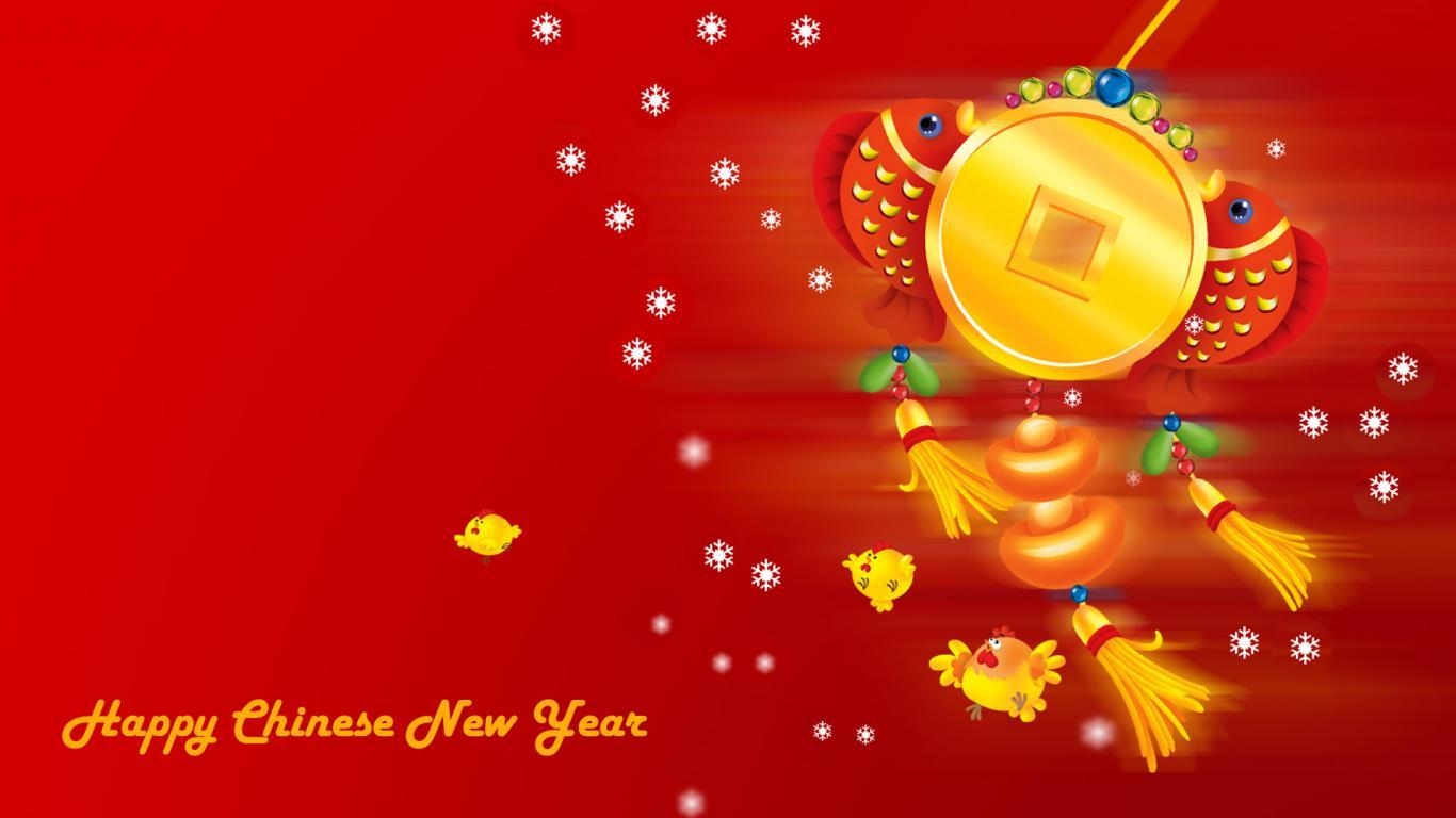 Imlek, Chinesisches Neujahr, Cartoon, Rot, Hintergrund, 1370x770 HD Desktop