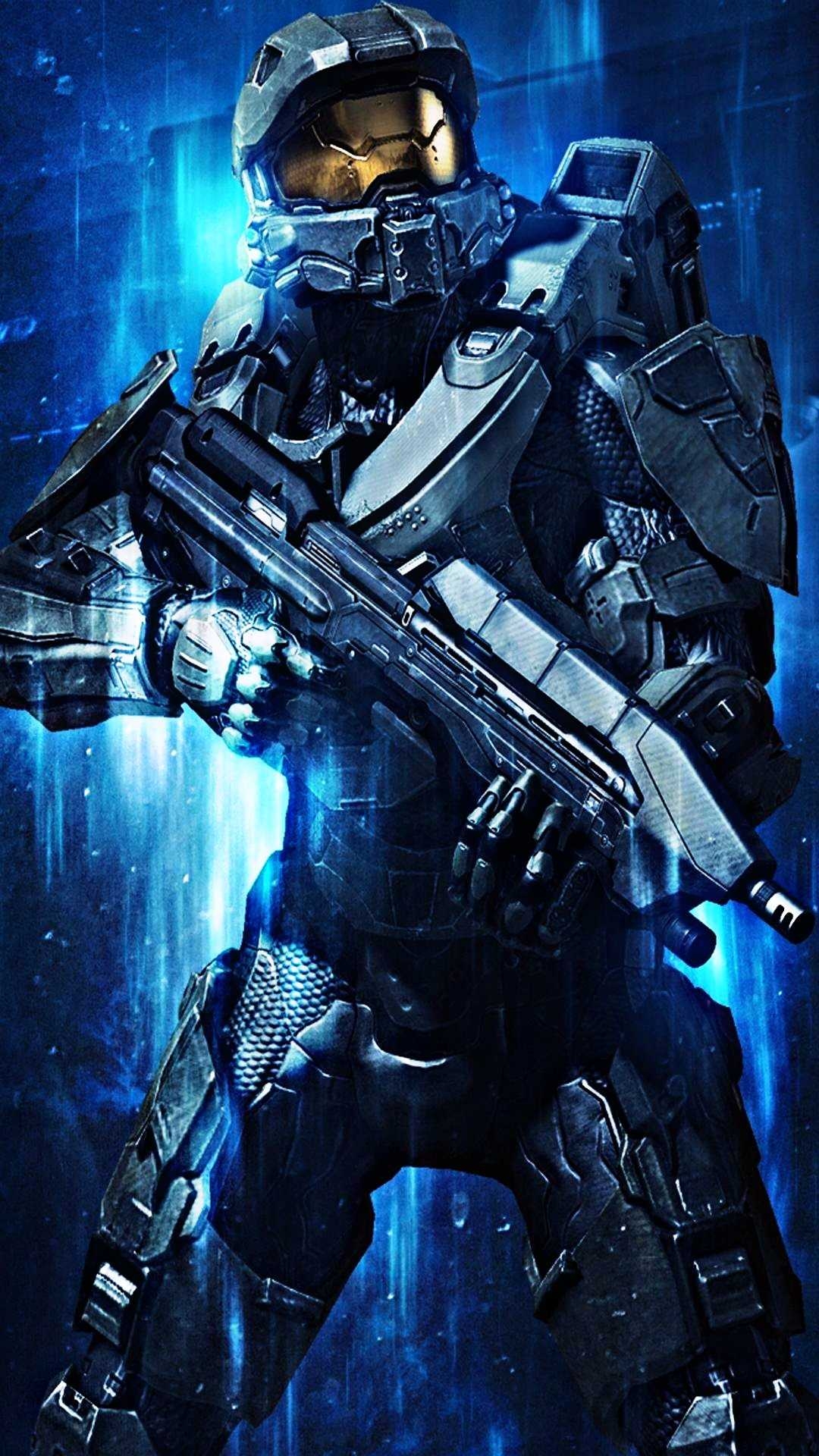 Blauer Master Chief, Halo, Gaming, Hintergrund, Spartan, 1080x1920 Full HD Handy