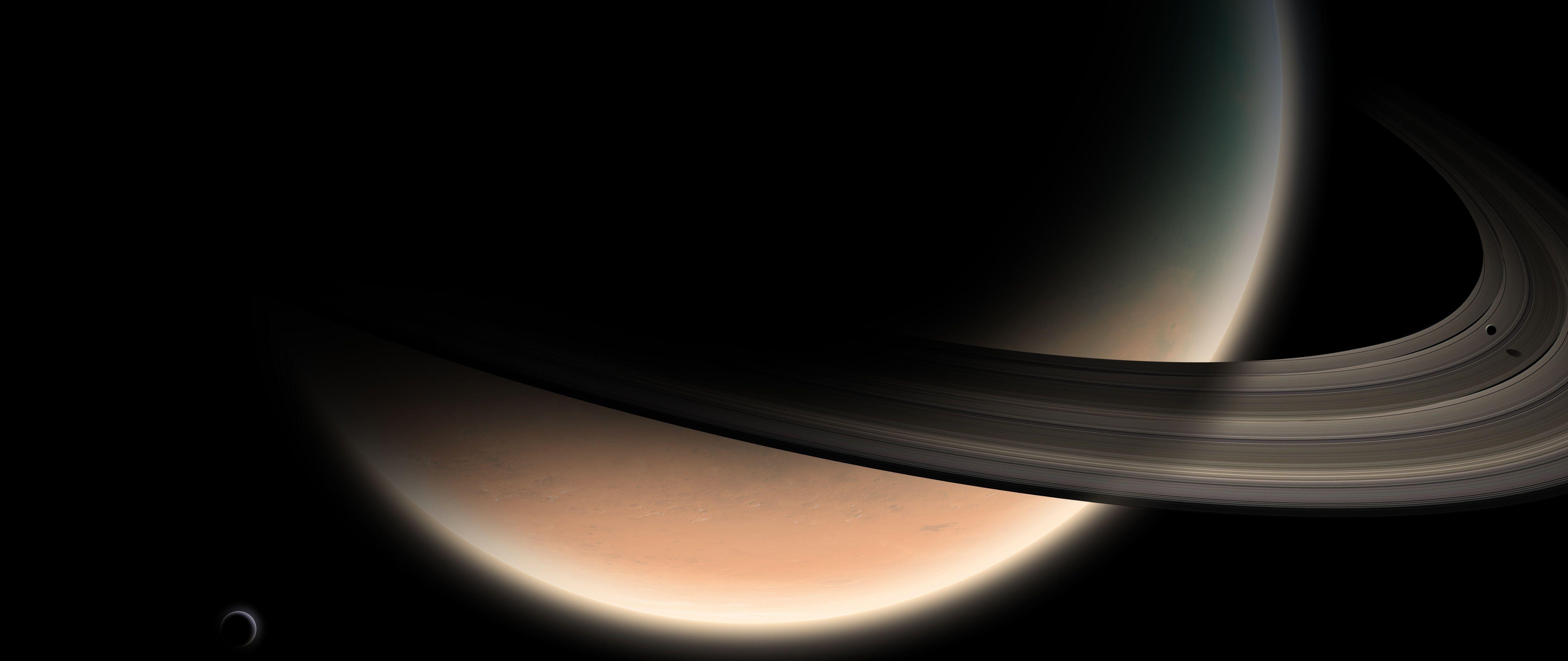 Saturn, Ringe, HD, 4K, Weltraum, 5120x2160 4K Desktop