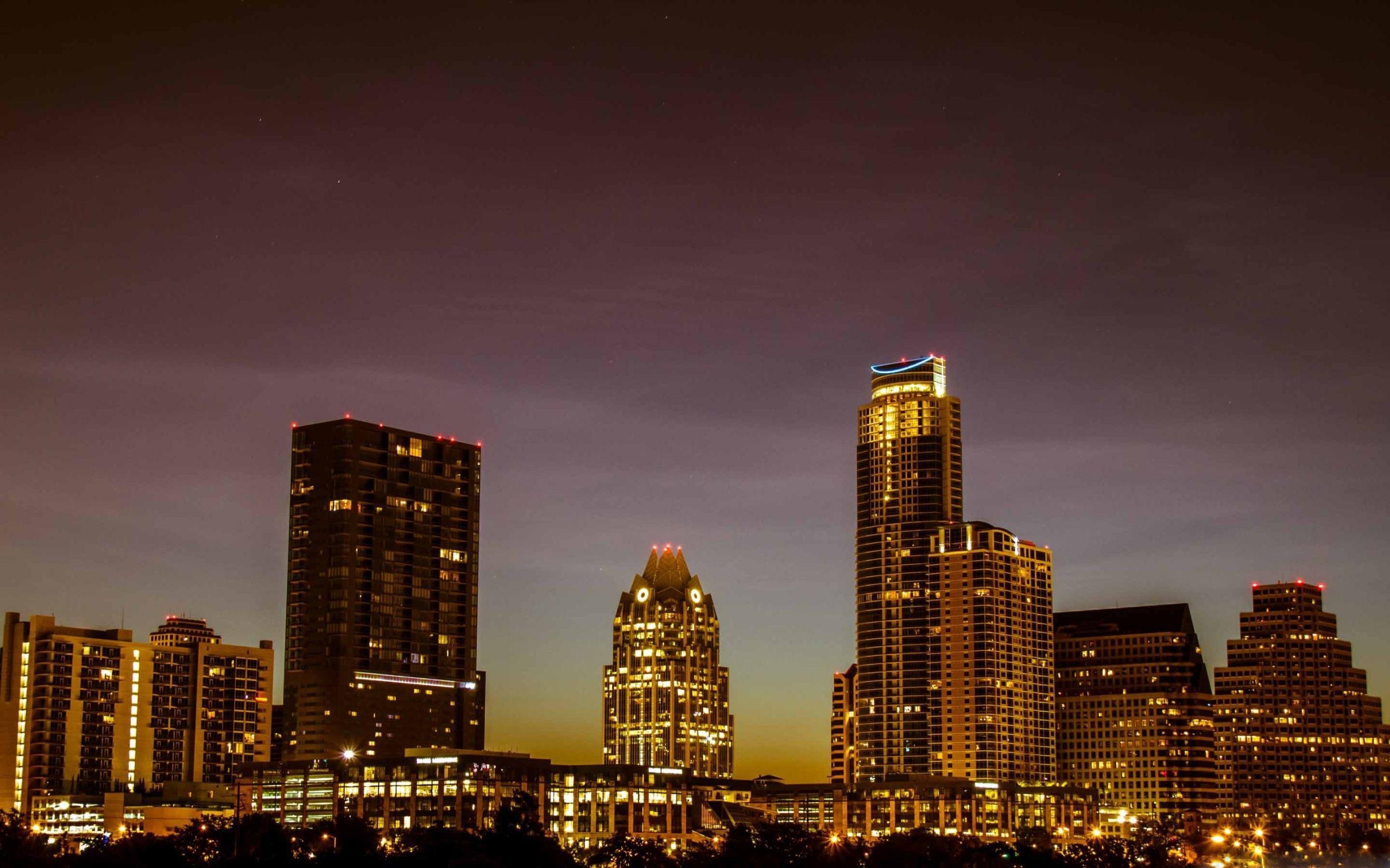 Austin, Skyline, Nachtansicht, Texas, Reisen, 2560x1600 HD Desktop