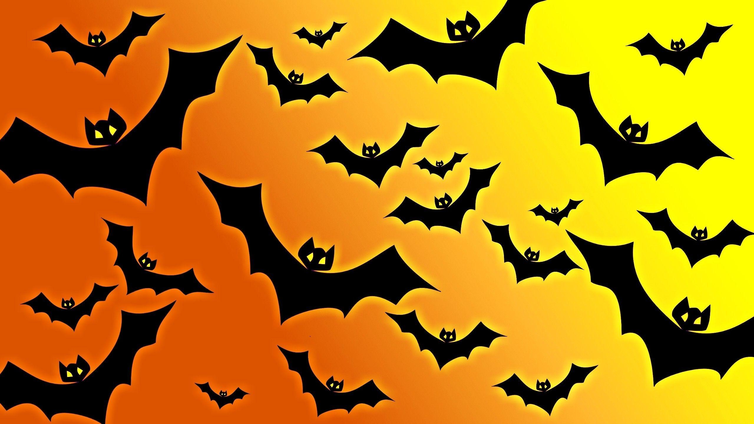 Halloween, Muster, Nacht, Dunkel, Fledermaus, 2560x1440 HD Desktop