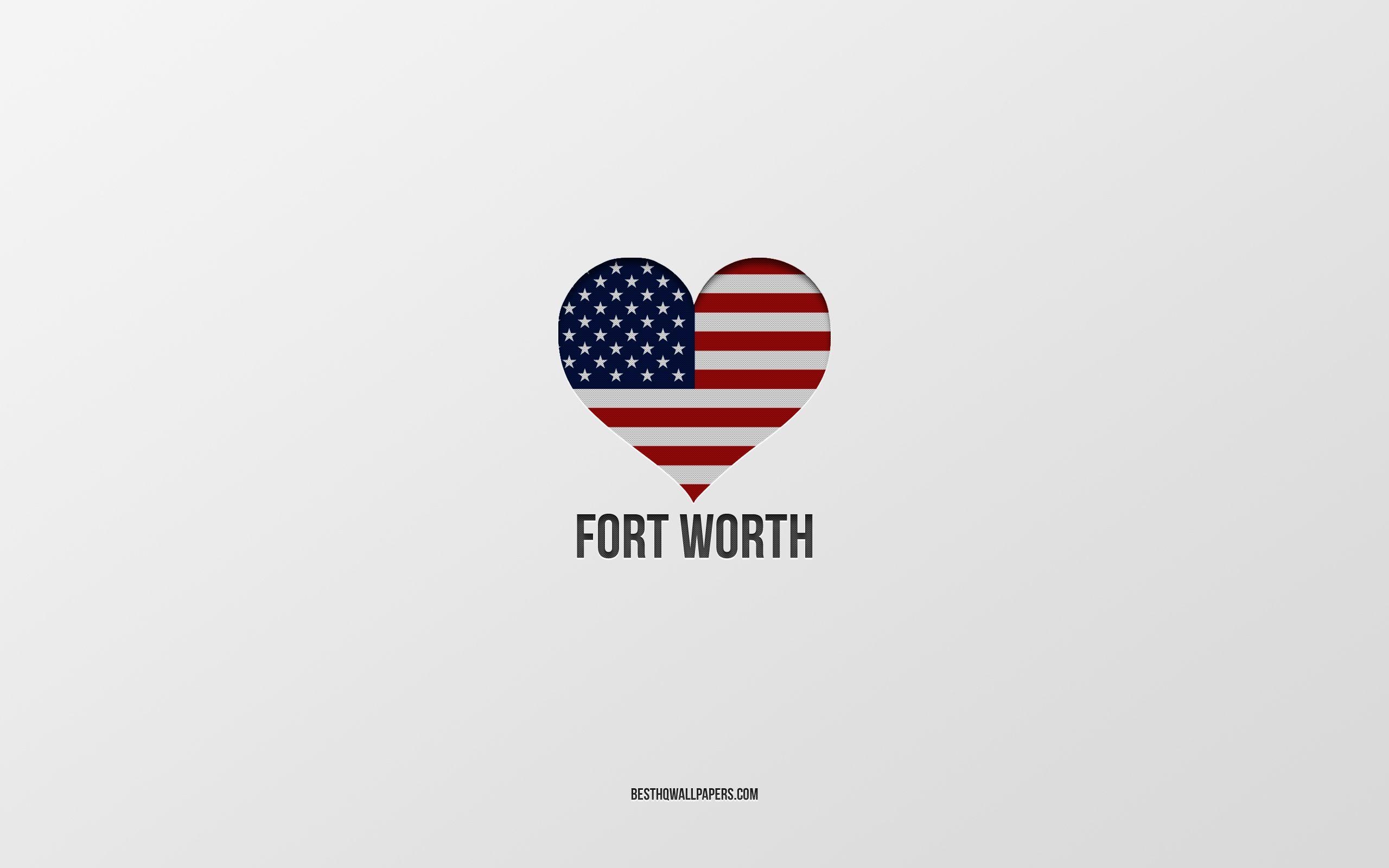 Fort Worth, USA, Grauer Hintergrund, Liebesstadt, Flagge, 2560x1600 HD Desktop