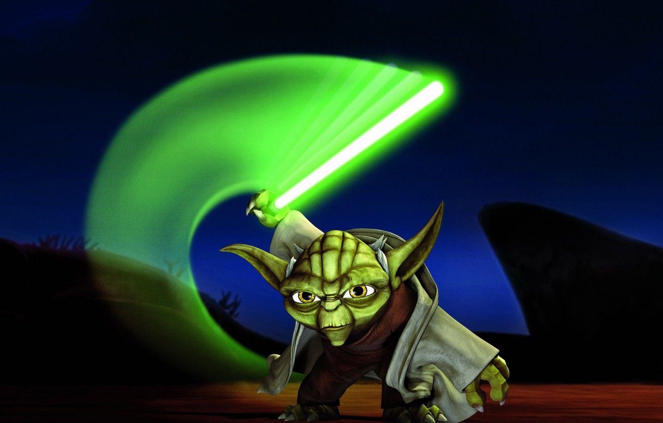 Meister Yoda, Lichtschwert, Jedi, Star Wars, Klonkriege, 1340x850 HD Desktop