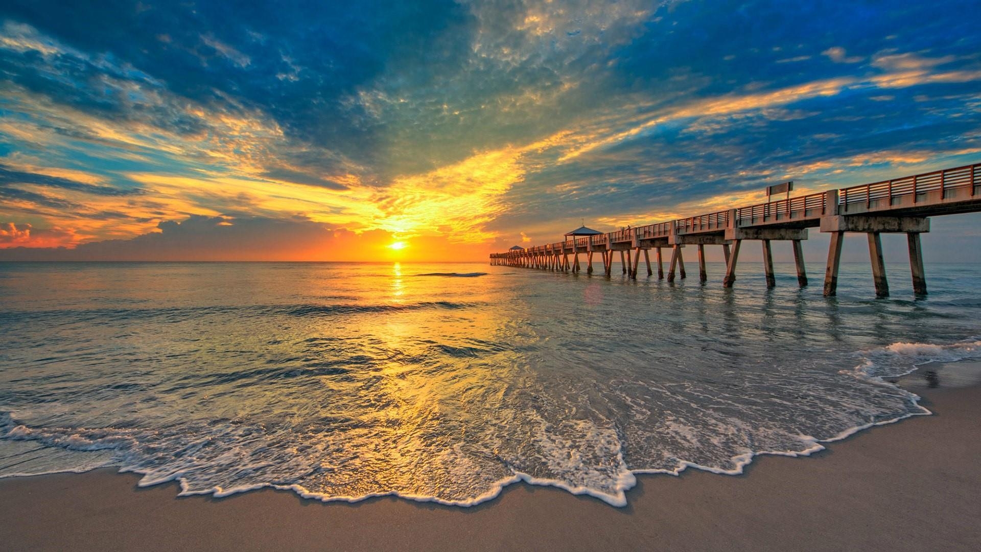 Florida, Juno Beach, Morgendämmerung, Bild, Küste, 1920x1080 Full HD Desktop