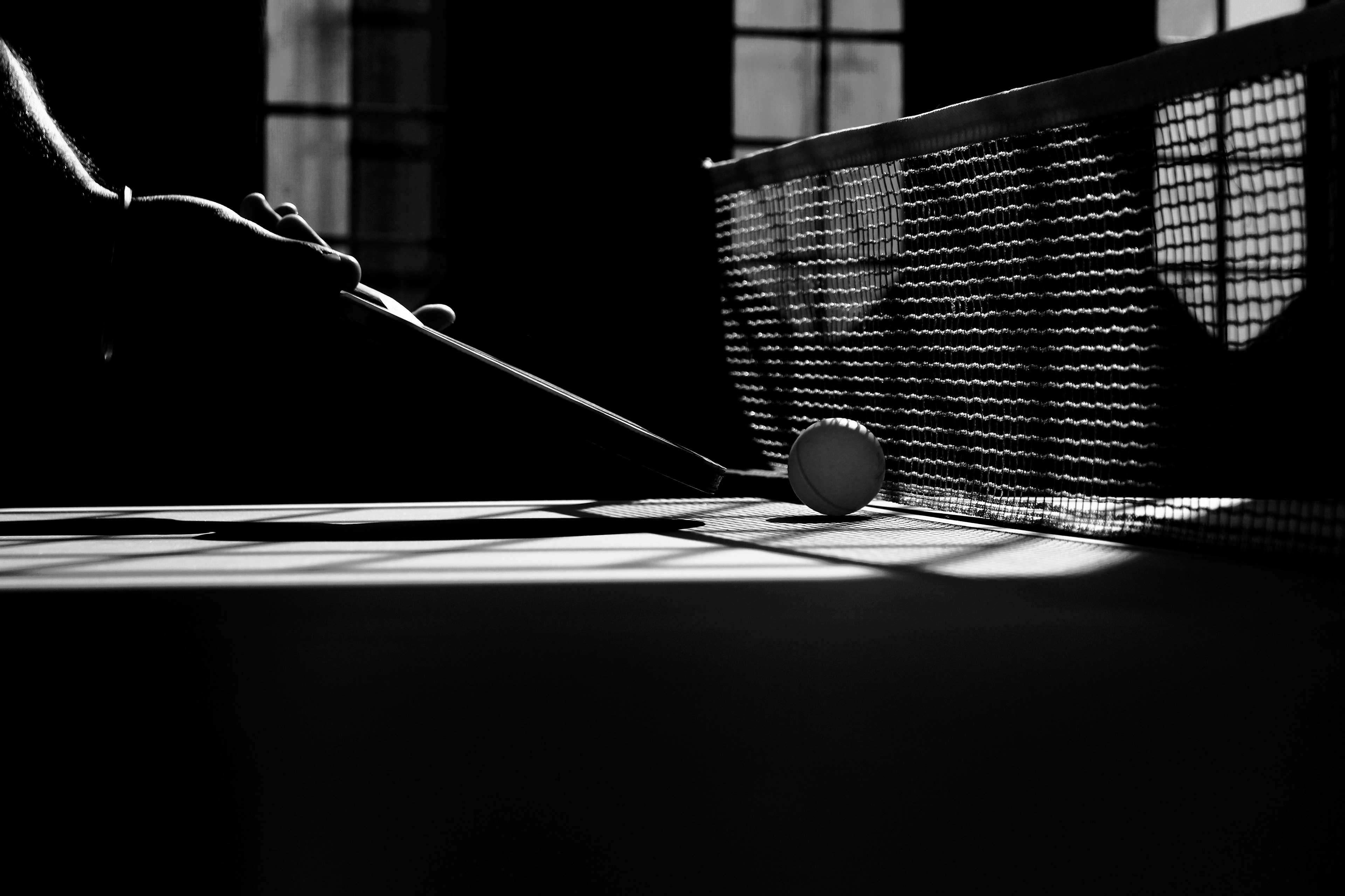 Tischtennis, Aktivität, Ball, Monochrom, Schläger, 3840x2560 4K Desktop