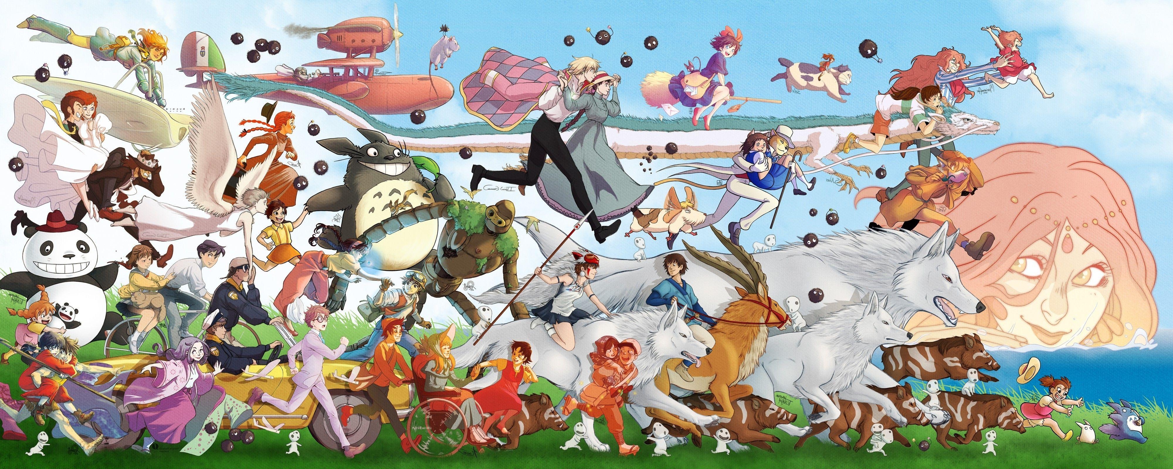 Kiki's Lieferservice, 16x1600, Anime, Studio Ghibli, Hexe, 4000x1600 Dual Screen Desktop