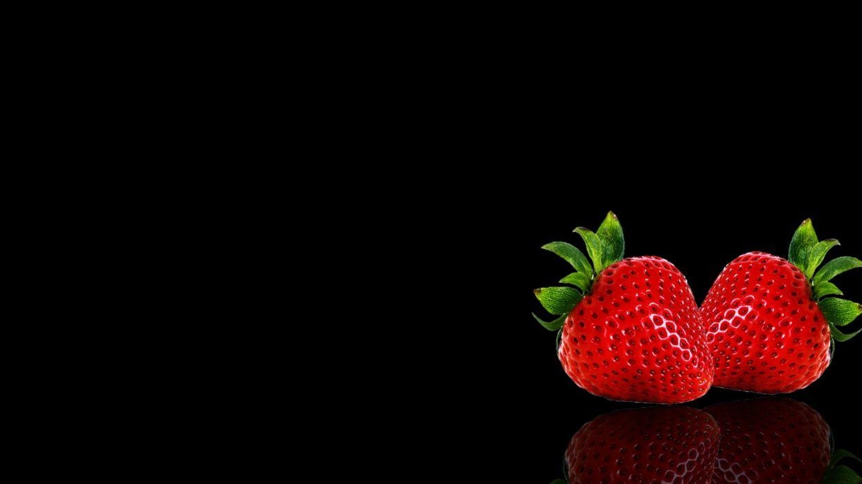 Apfel, Erdbeeren, schwarze Früchte, Hintergrund, Obst, 1250x700 HD Desktop