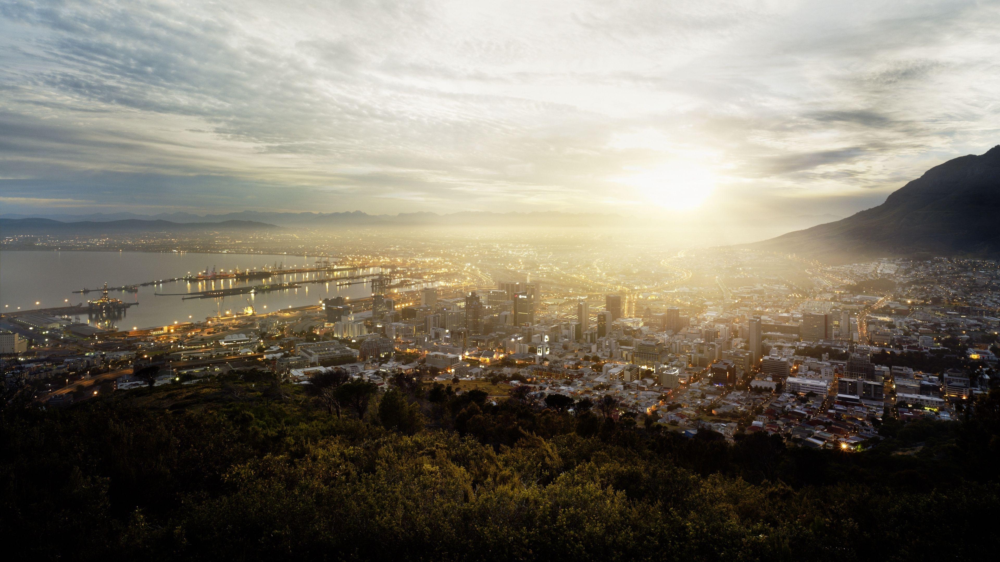 Kapstadt, Südafrika, Nebel, Gebäude, Hügel, 3840x2160 4K Desktop