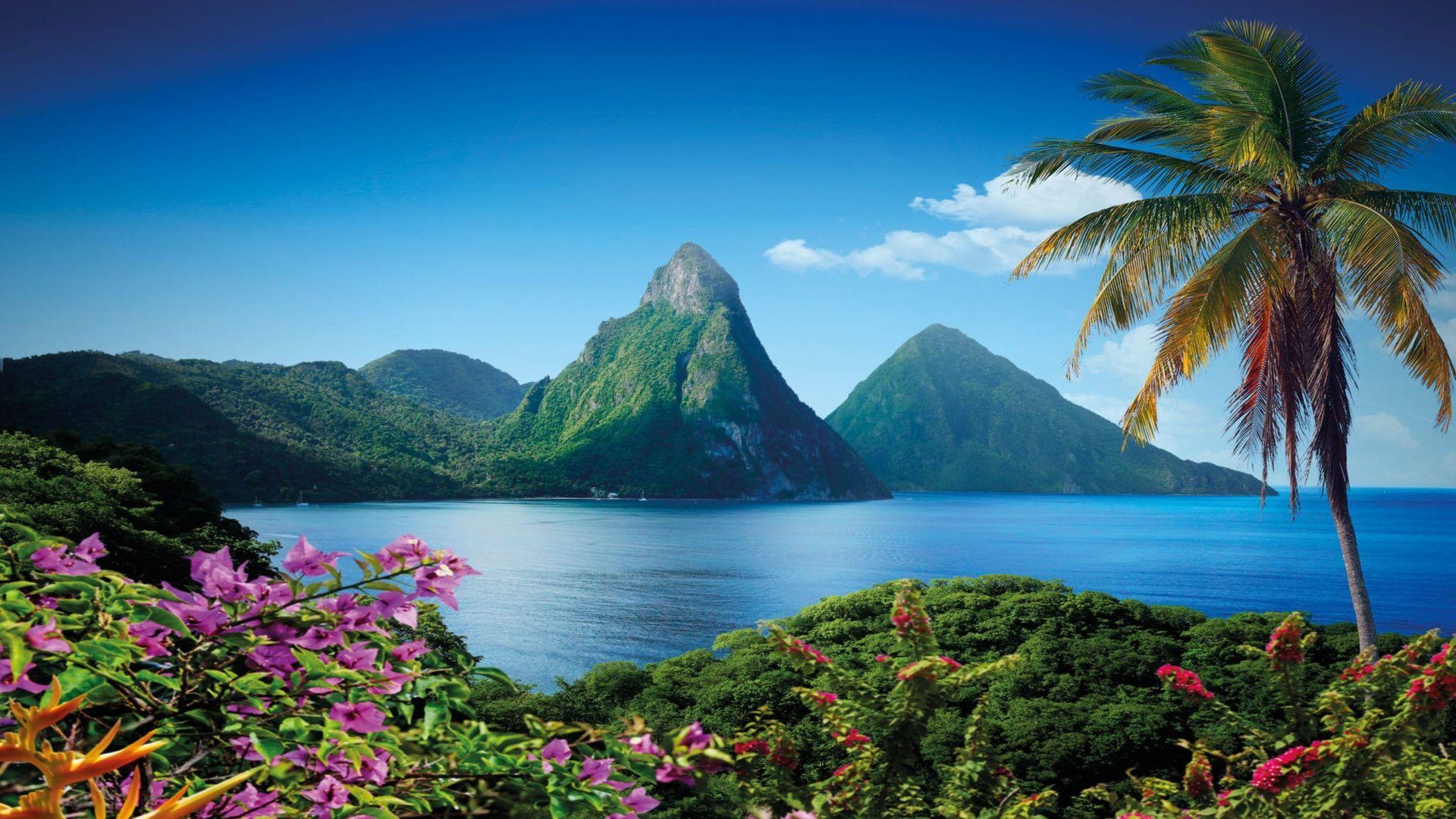 Gros Piton, Saint Lucia, Berg, Karibik, Hintergrund, 1920x1080 Full HD Desktop