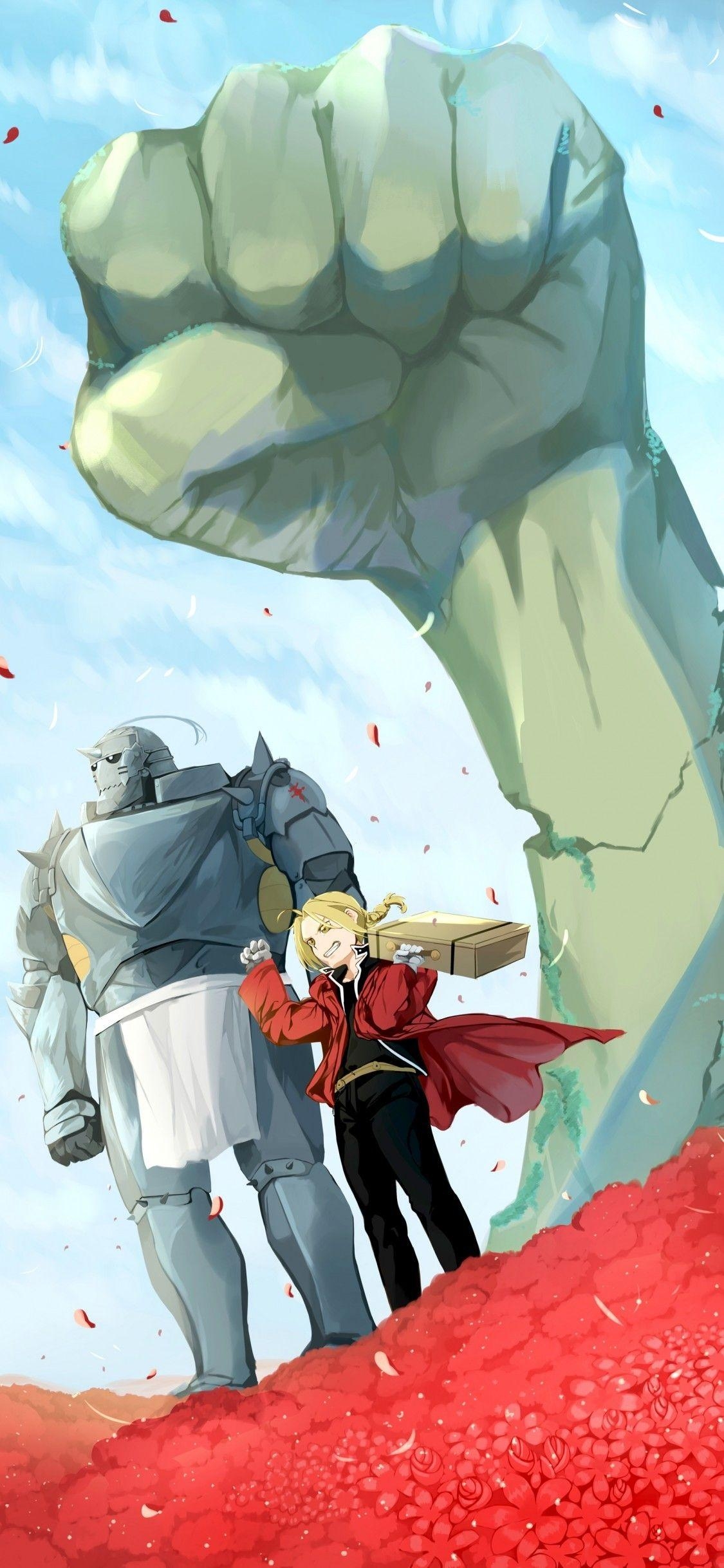 Edward Elric, Alphonse, Fullmetal, Alchemist, Brüder, 1130x2440 HD Handy