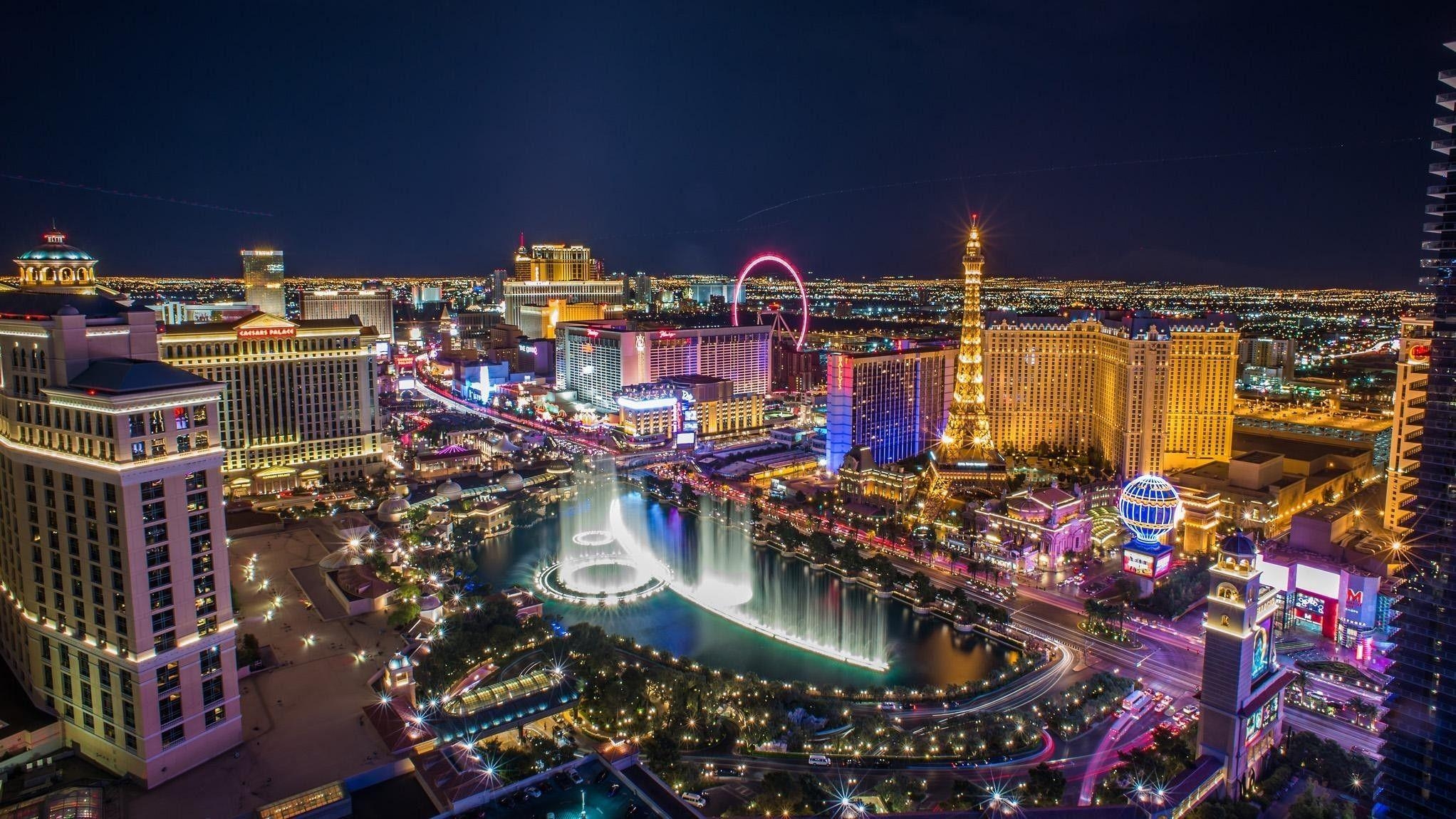 Las Vegas, Stadt, Lichter, Abendstimmung, Sehenswürdigkeiten, 2050x1150 HD Desktop