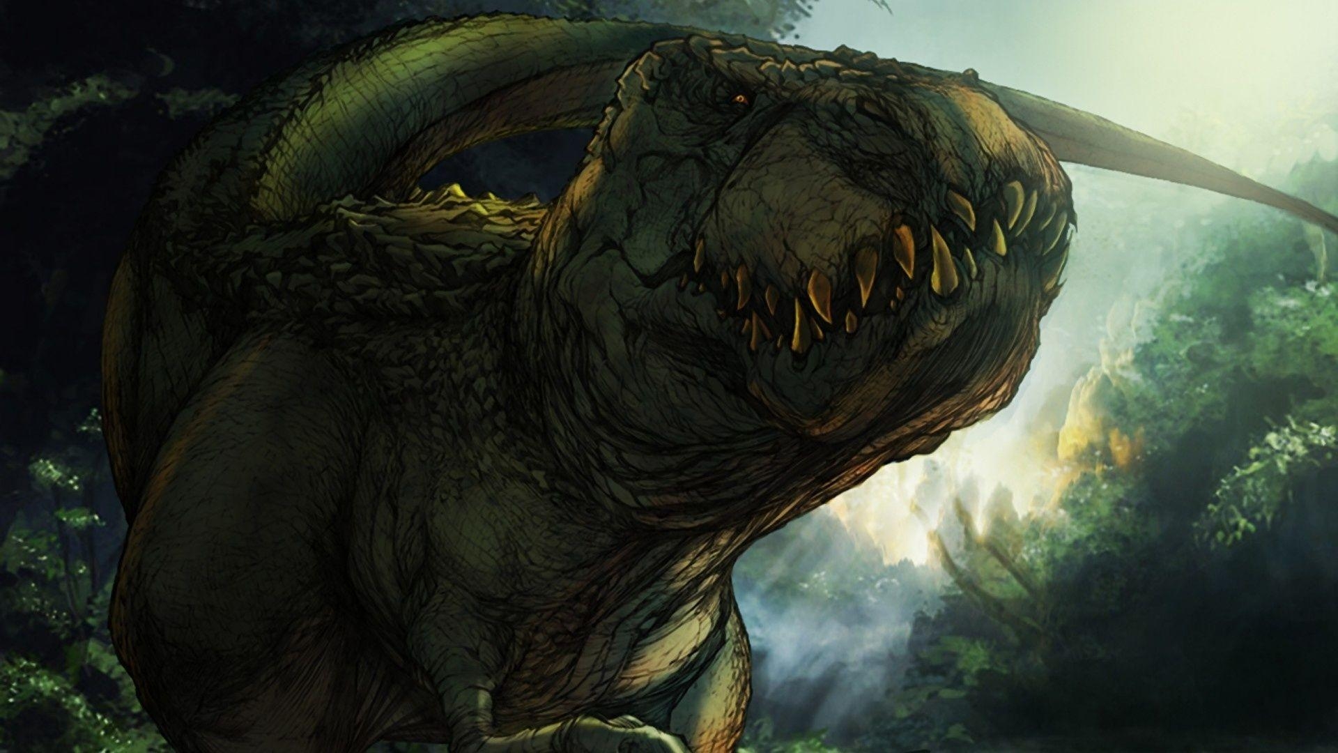 Tyrannosaurus Rex, Dinosaurier, Kunst, Malerei, Prähistorisch, 1920x1080 Full HD Desktop