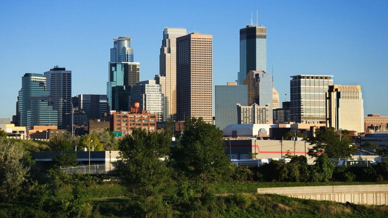 Downtown Minneapolis, Bürogebäude, wirtschaftliches Zentrum, Architektur, HD, 1250x700 HD Desktop