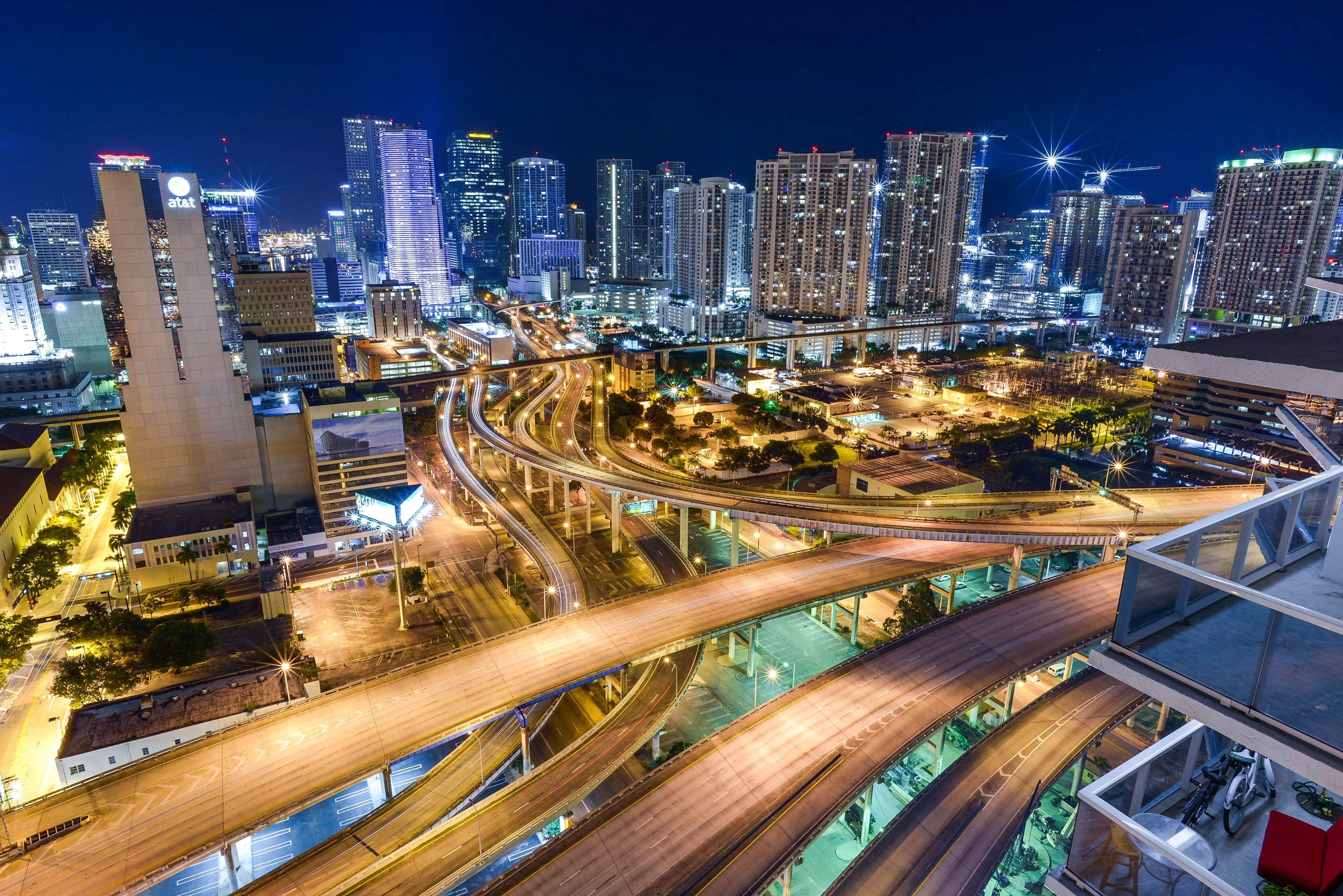 Miami, HD Landschaft, Südküste, Nacht, Lichter, 3680x2460 4K Desktop