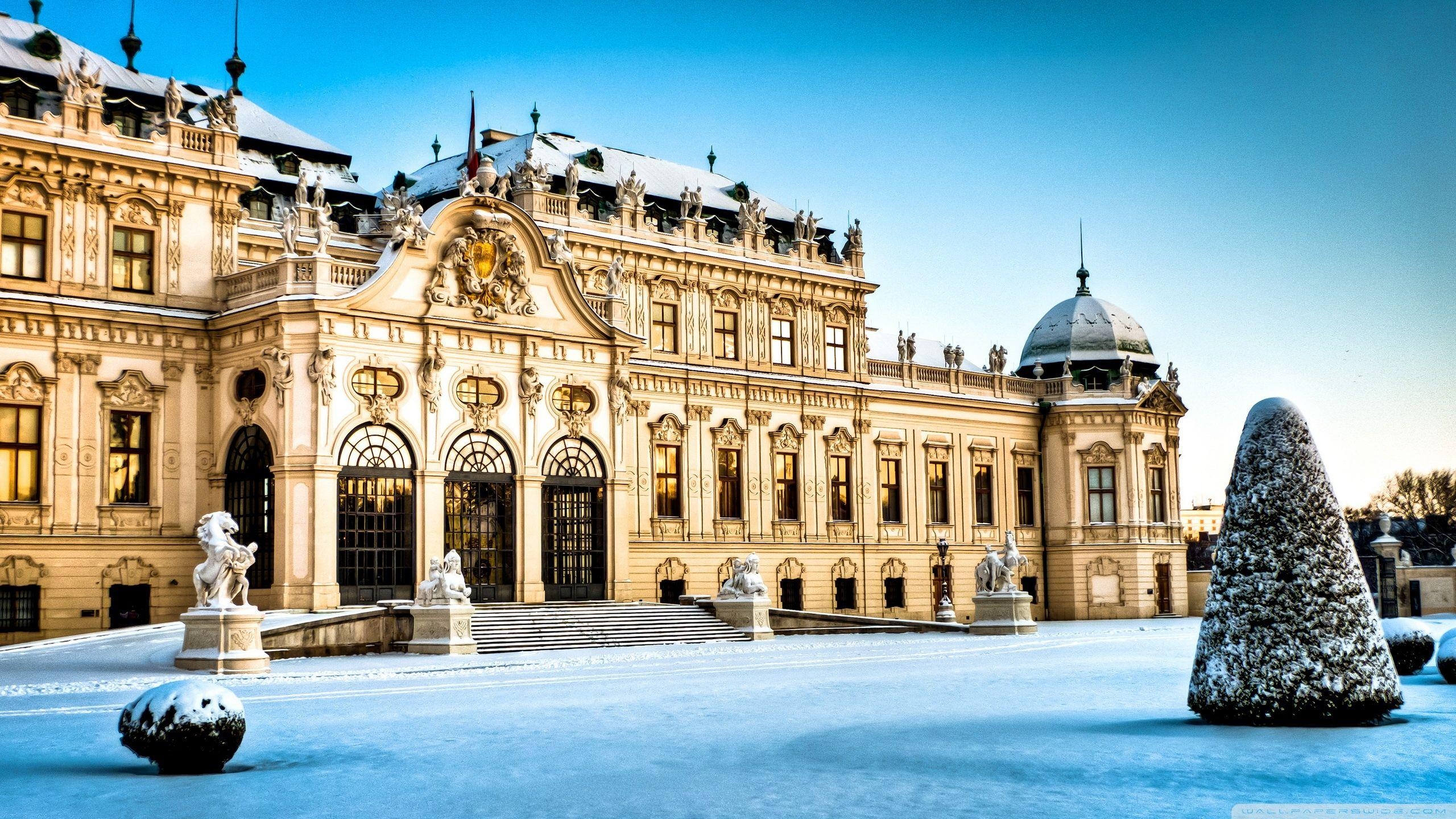 Belvedere, Wien, Österreich, Winter, 4K, 2560x1440 HD Desktop