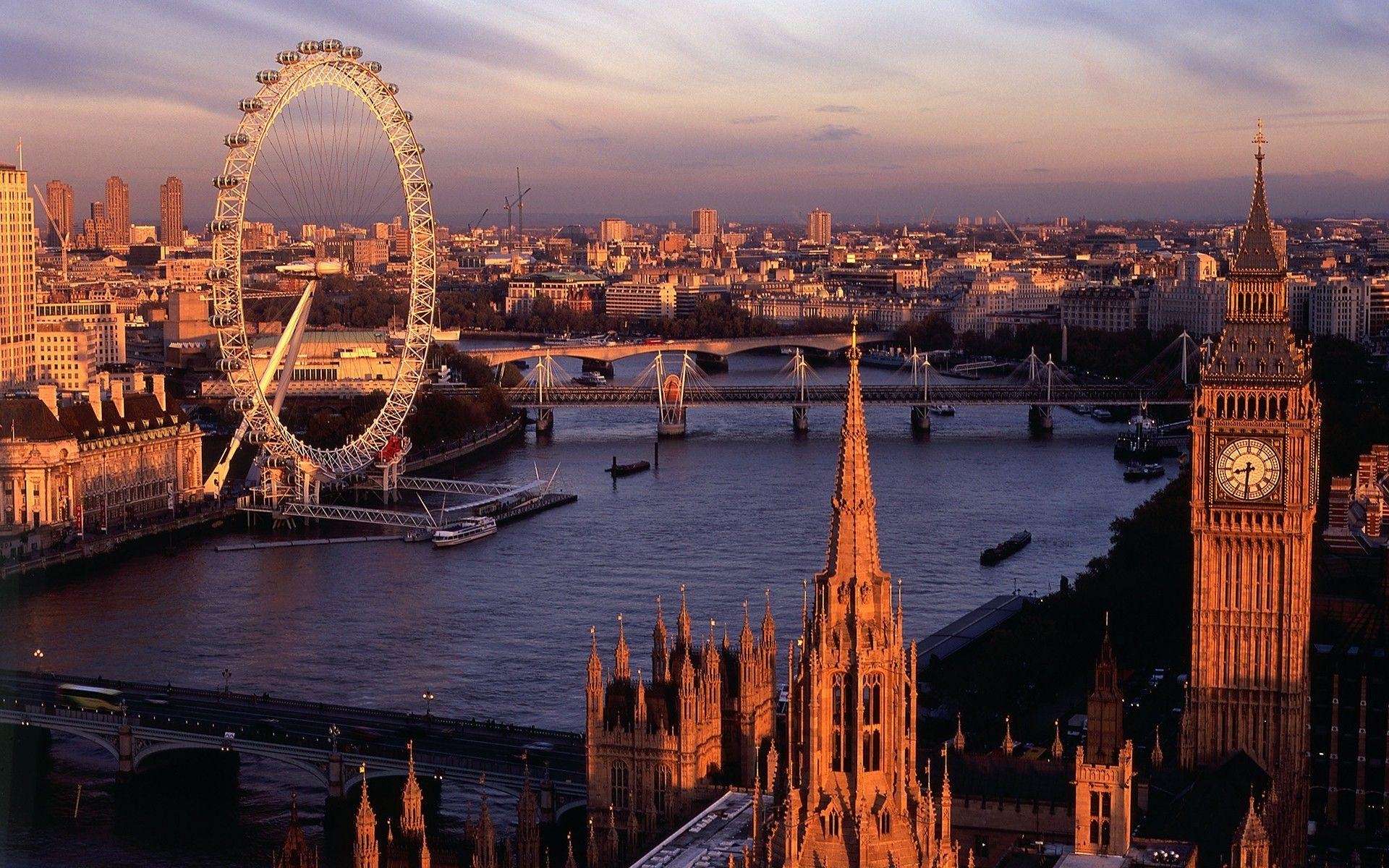 London Eye, Big Ben, Themse, Großstadt, Architektur, 1920x1200 HD Desktop