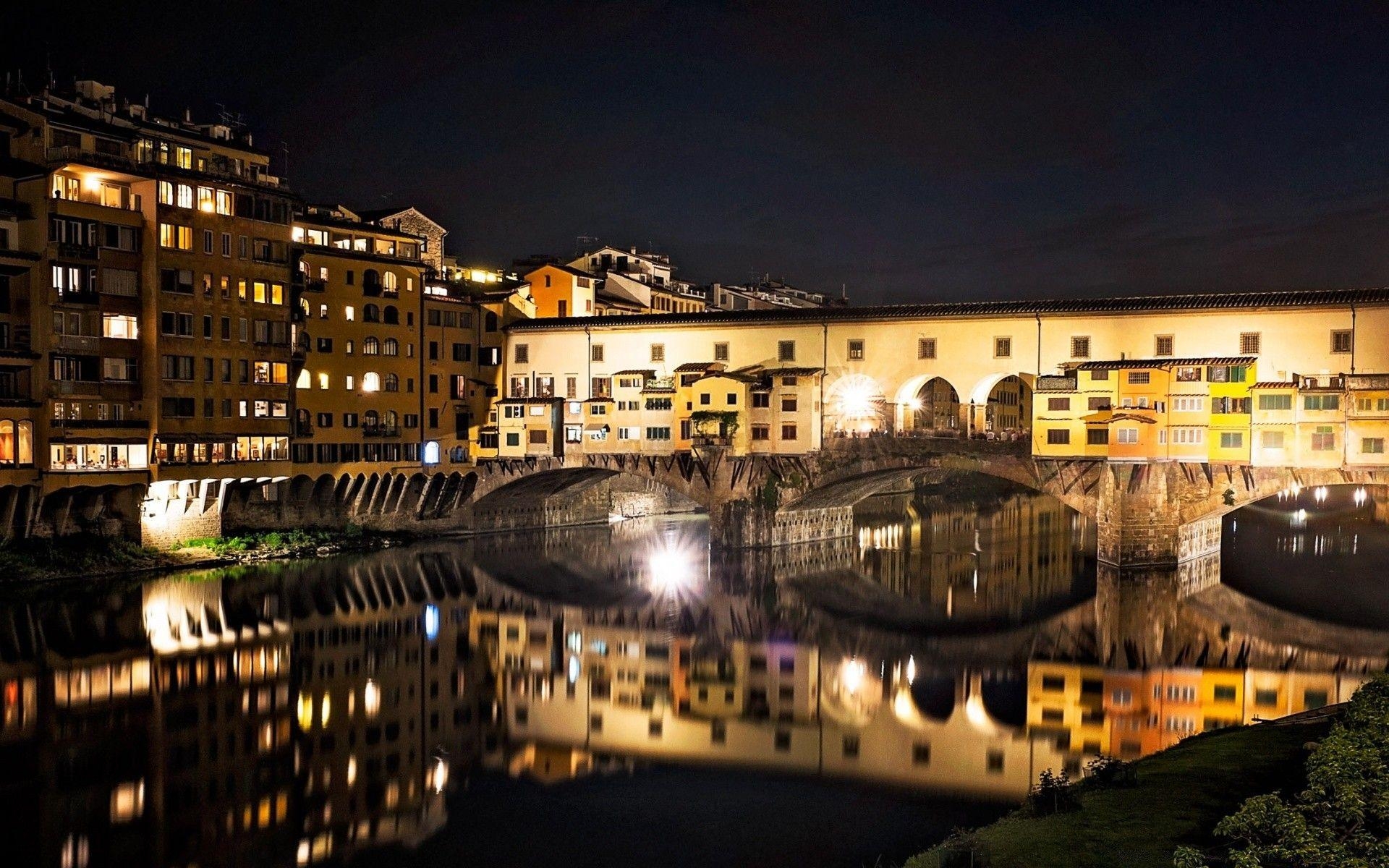 Ponte Vecchio, Nacht, Florenz, Italien, Beleuchtung, 1920x1200 HD Desktop