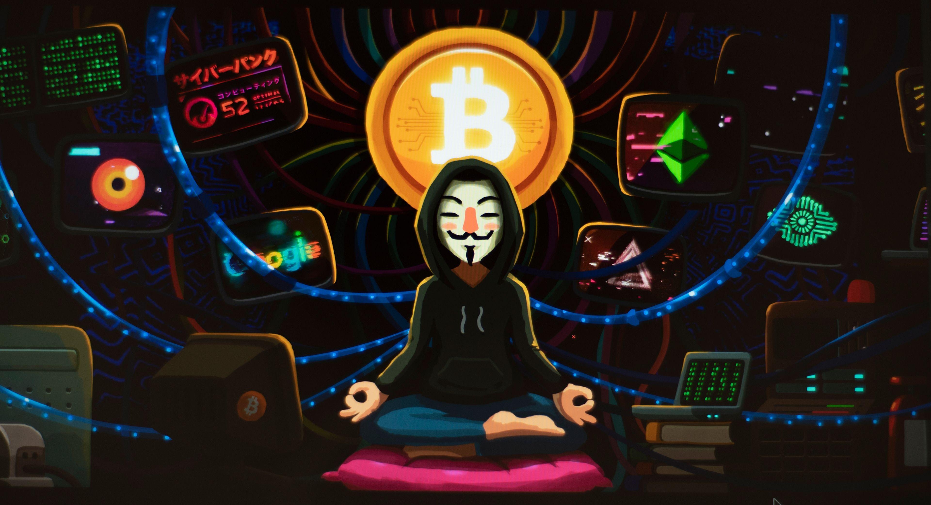 Anonym, Bitcoin, Künstler, 4K, Bild, 3840x2090 HD Desktop