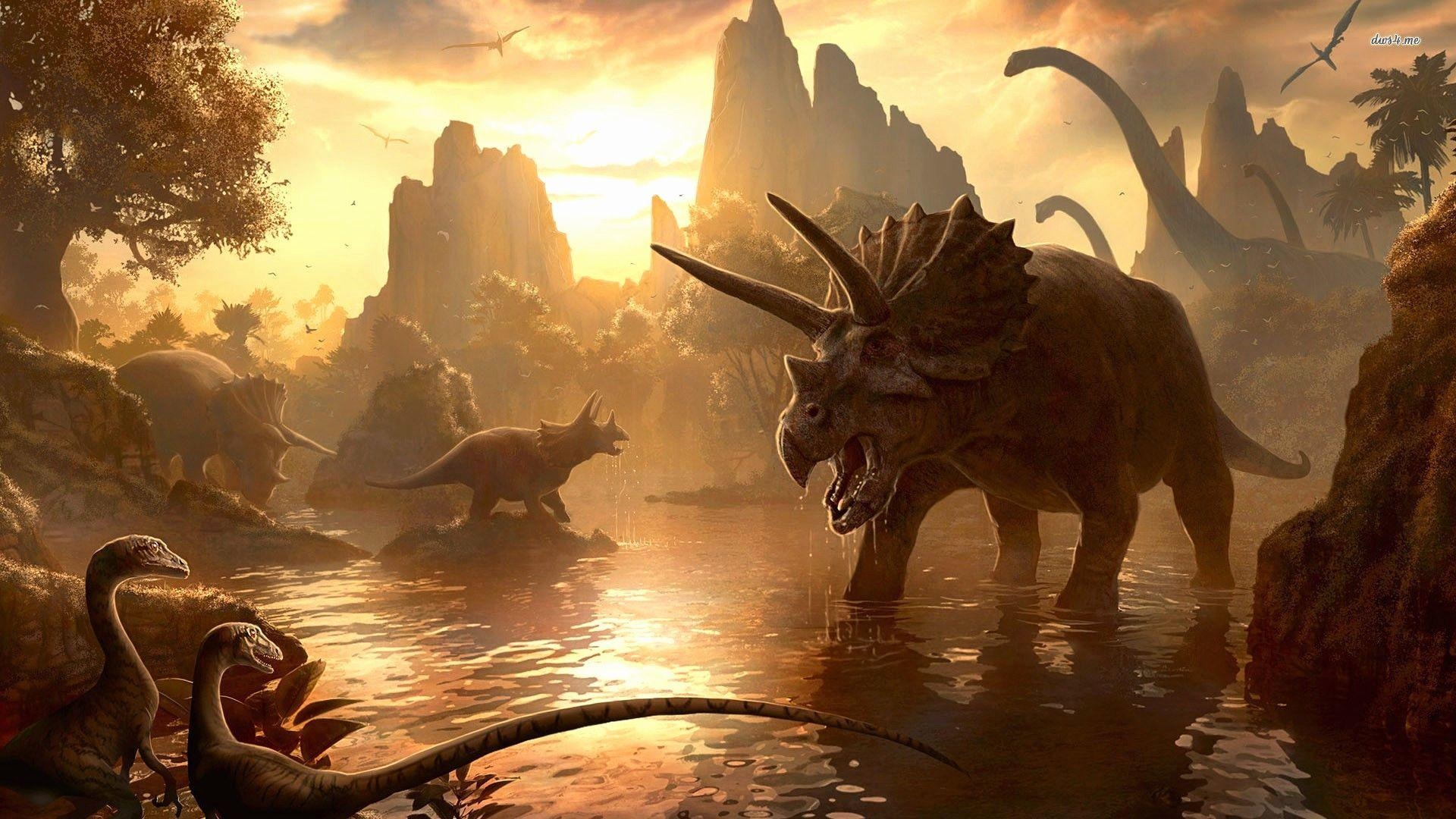 Coole Dinosaurier Tapete Triceratops Kunst, 1920x1080 Full HD Desktop