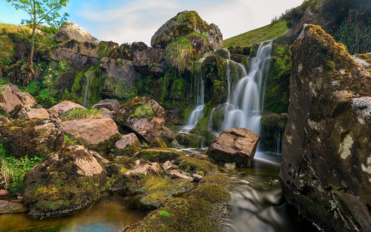 Wales, Natur, Wasserfälle, United Kingdom, Moos, 1280x800 HD Desktop