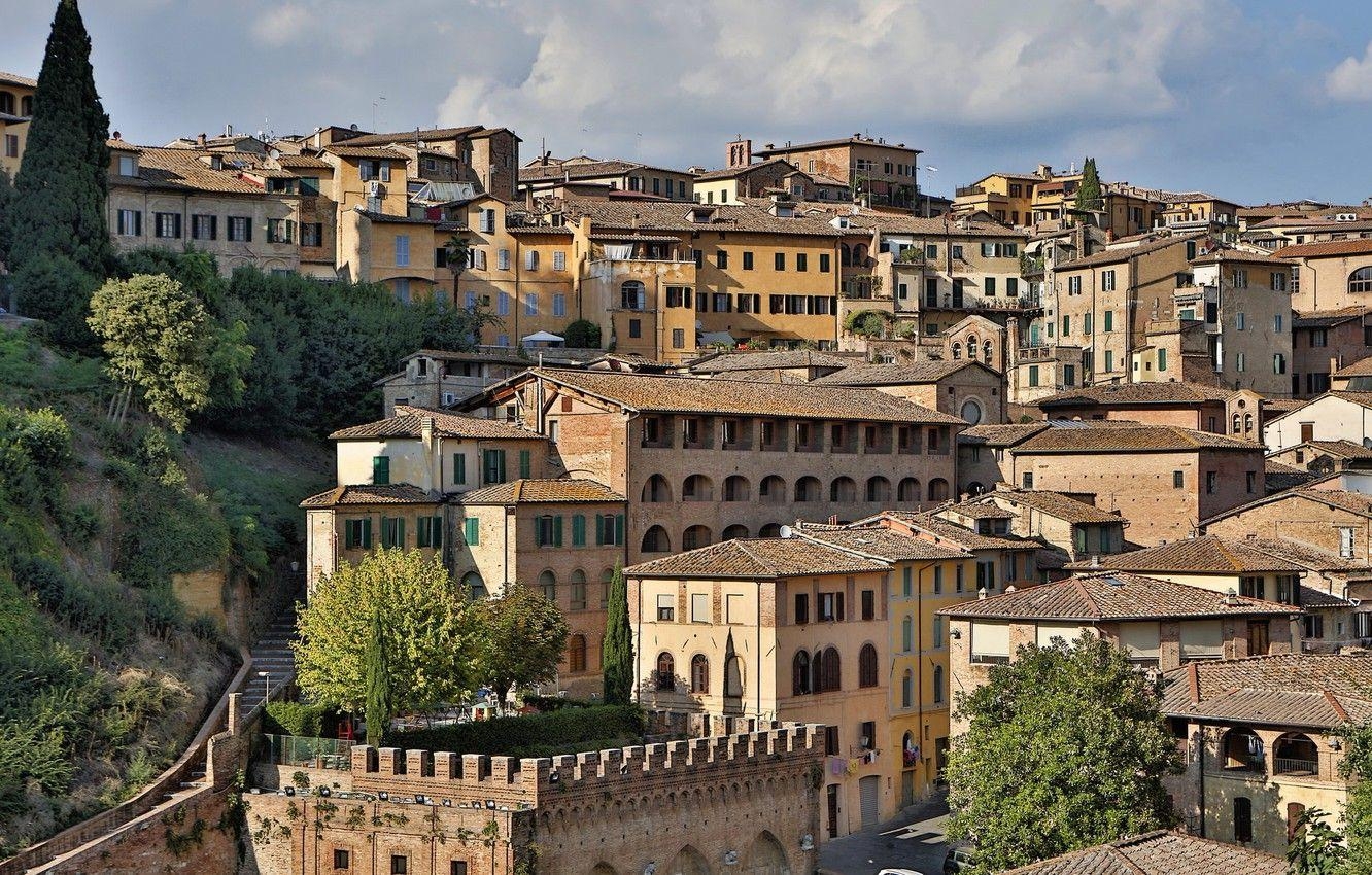 Siena, Gebäude, Panorama, Toskana, Italien, 1340x850 HD Desktop