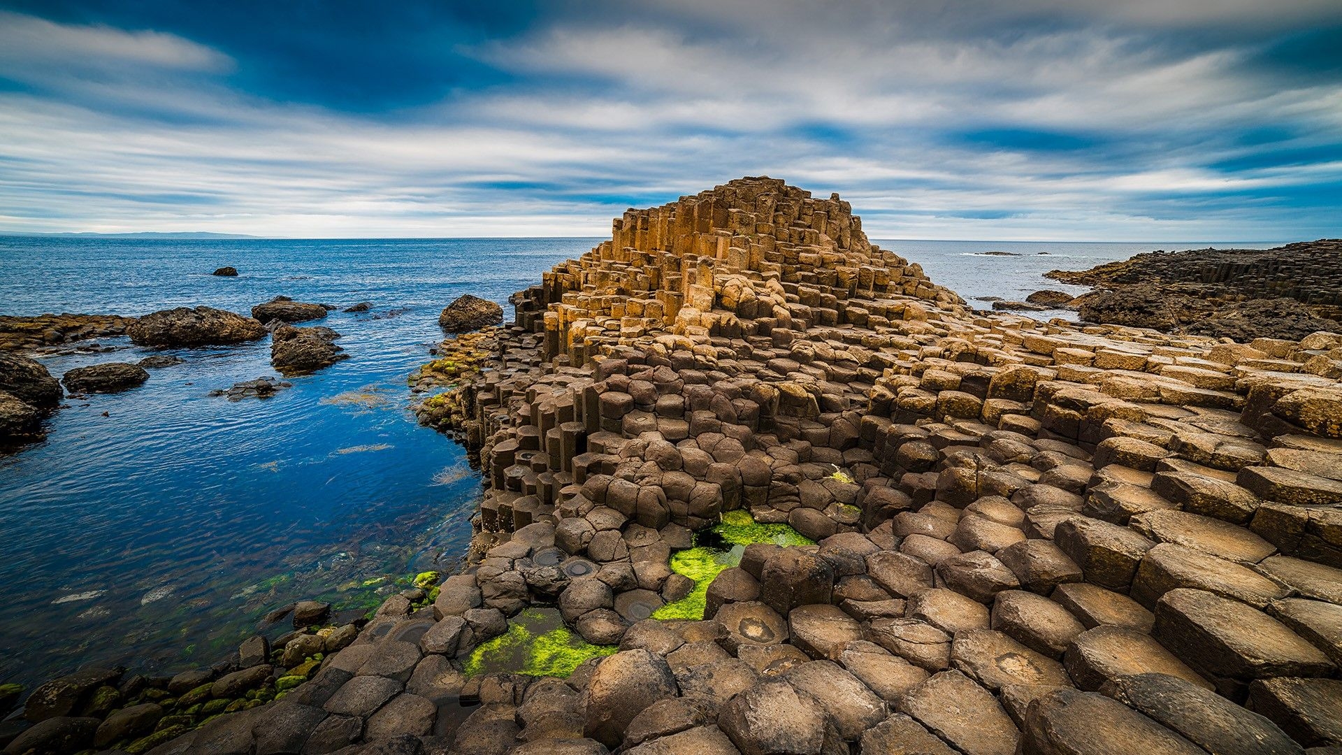 Giants Causeway, County Antrim, Bushmills, Irland, Fensterbild, 1920x1080 Full HD Desktop