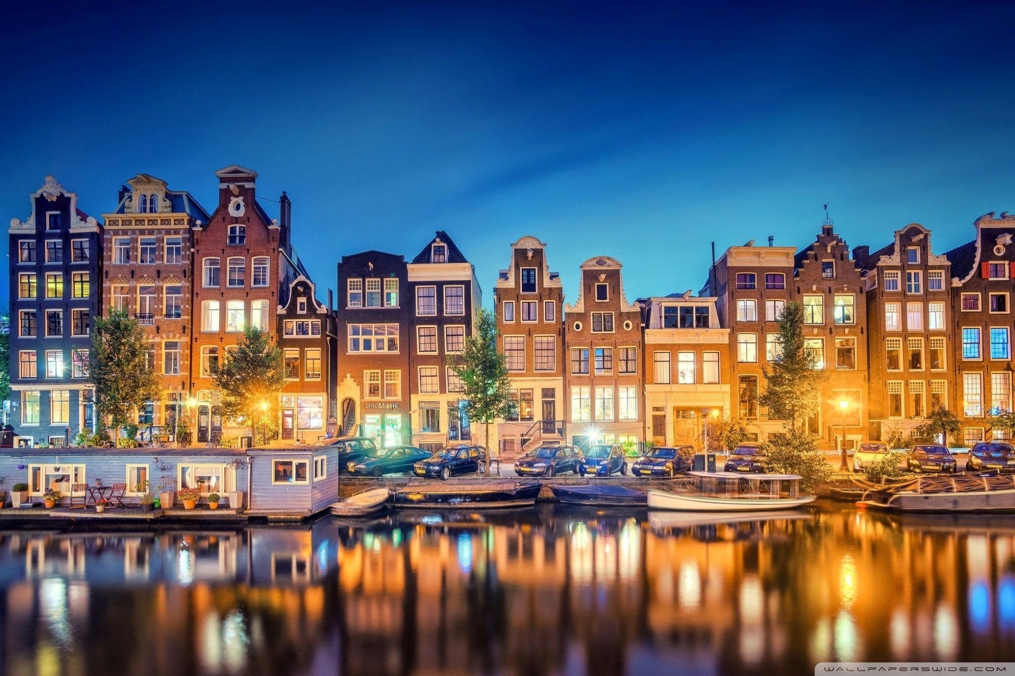 Amsterdam, Lichter, HD, Nacht, 4K, 2000x1340 HD Desktop