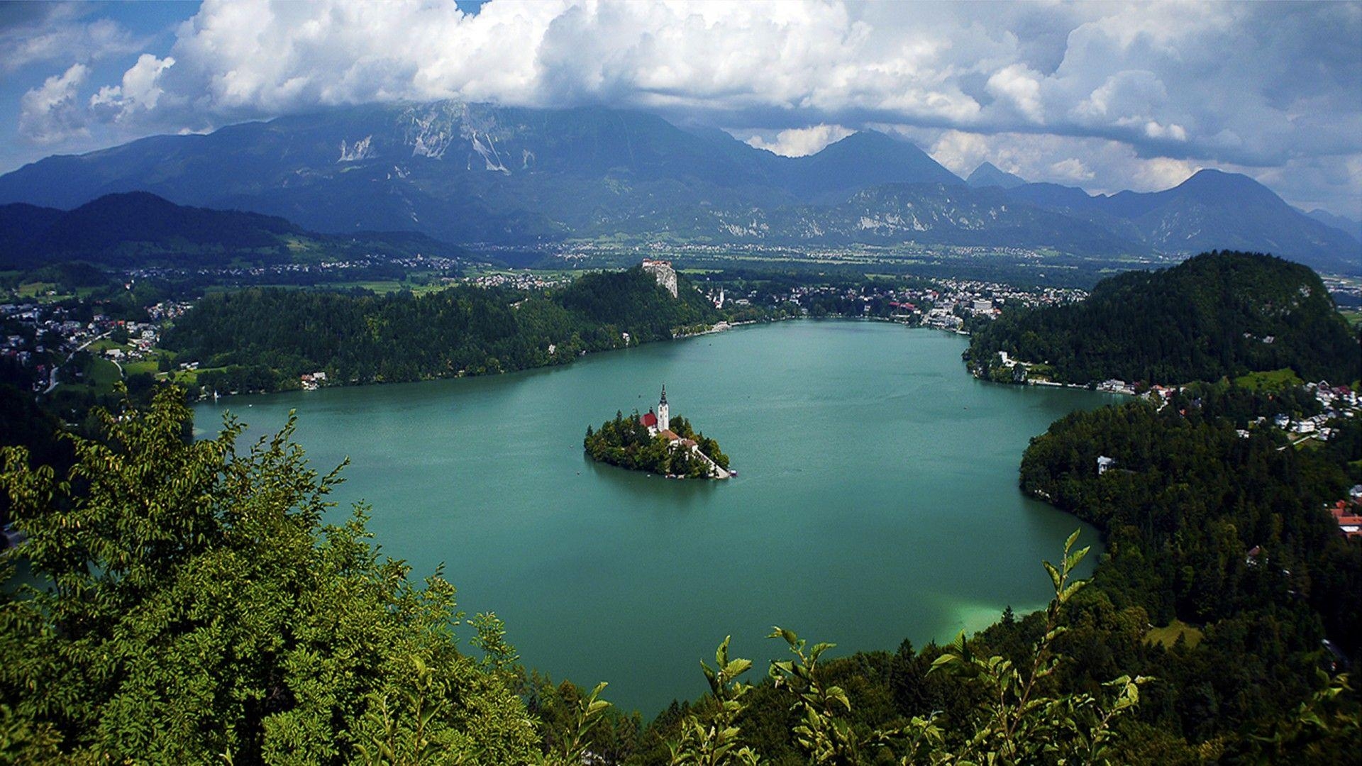 Schöne Landschaft, See Bled, Slowenien, HD, 1920x1080 Full HD Desktop