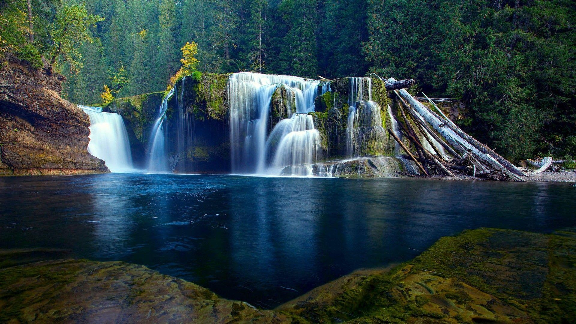 Wasserfall, Wald, Natur, beruhigend, Landschaft, 1920x1080 Full HD Desktop