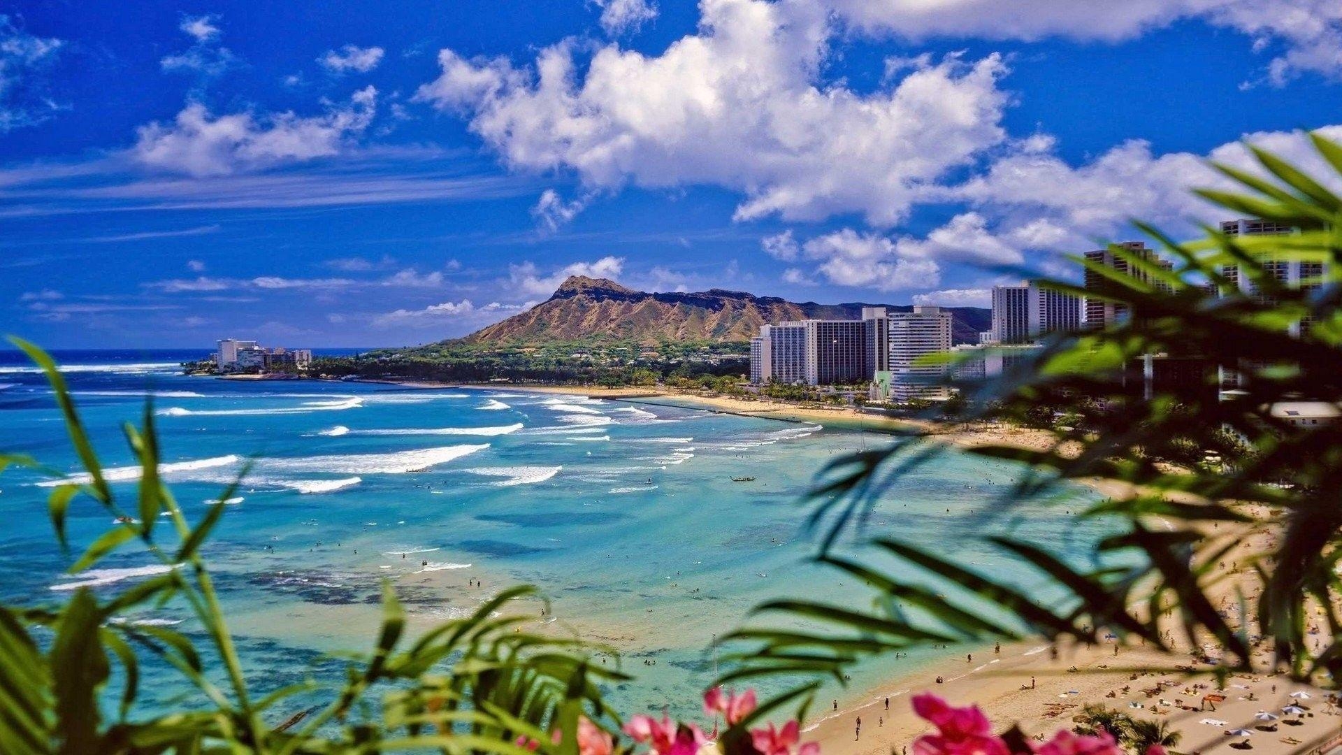 Waikiki Strand, Oahu, Sonne, Meer, Urlaub, 1920x1080 Full HD Desktop