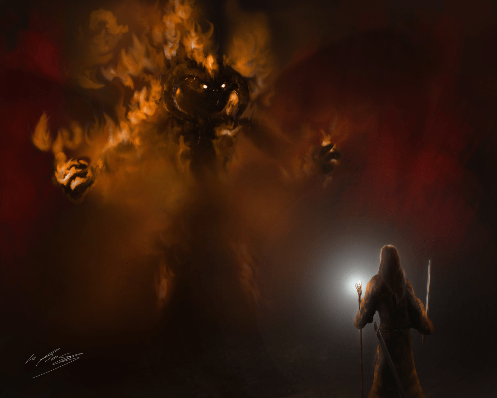 Gratis Gandalf gegen Balrog, Mobilgerät, Tablet, Fantasy, Episch, 1600x1280 HD Desktop