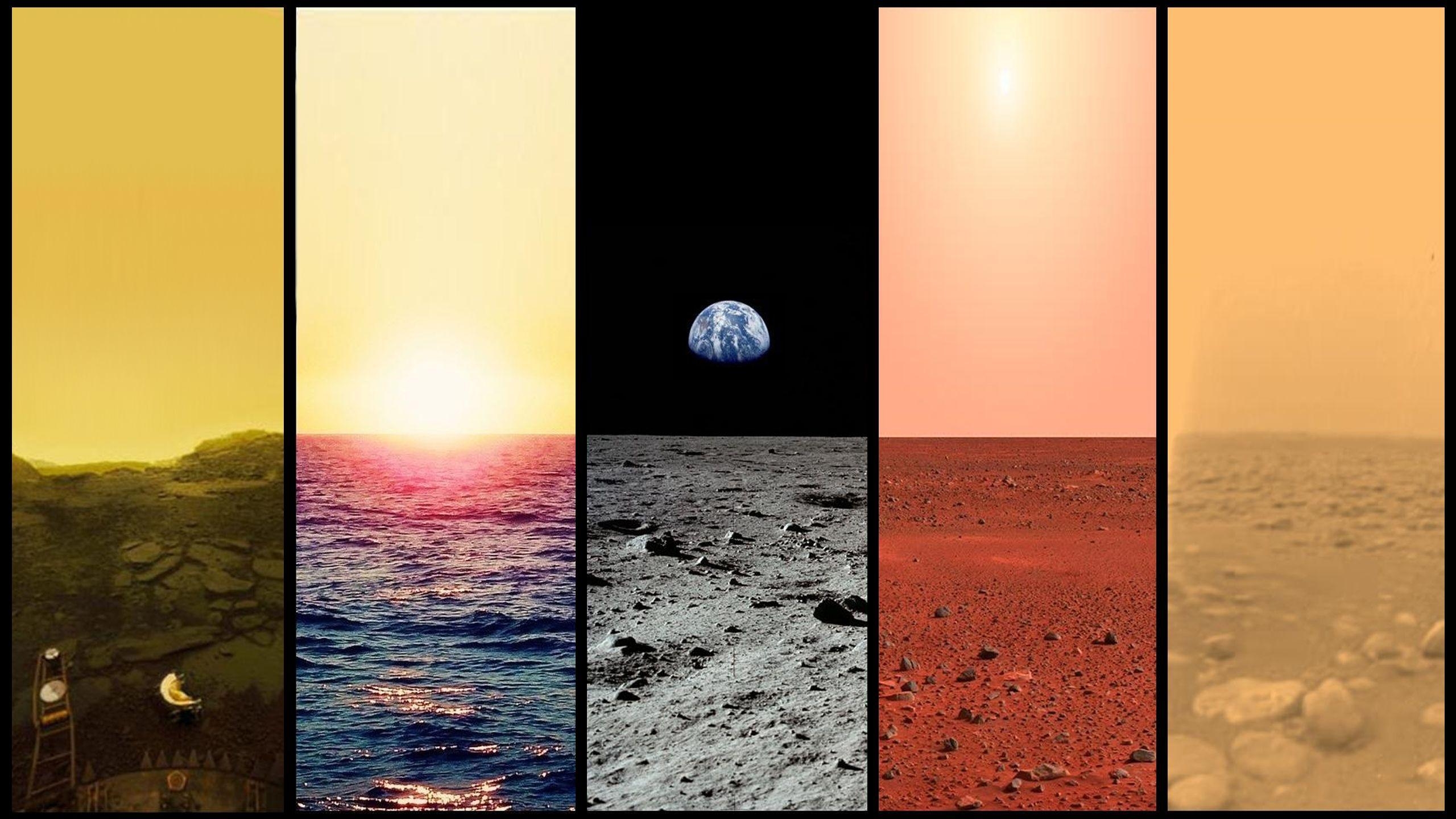 Venus, Erde, Mond, Mars, Titan, 2560x1440 HD Desktop