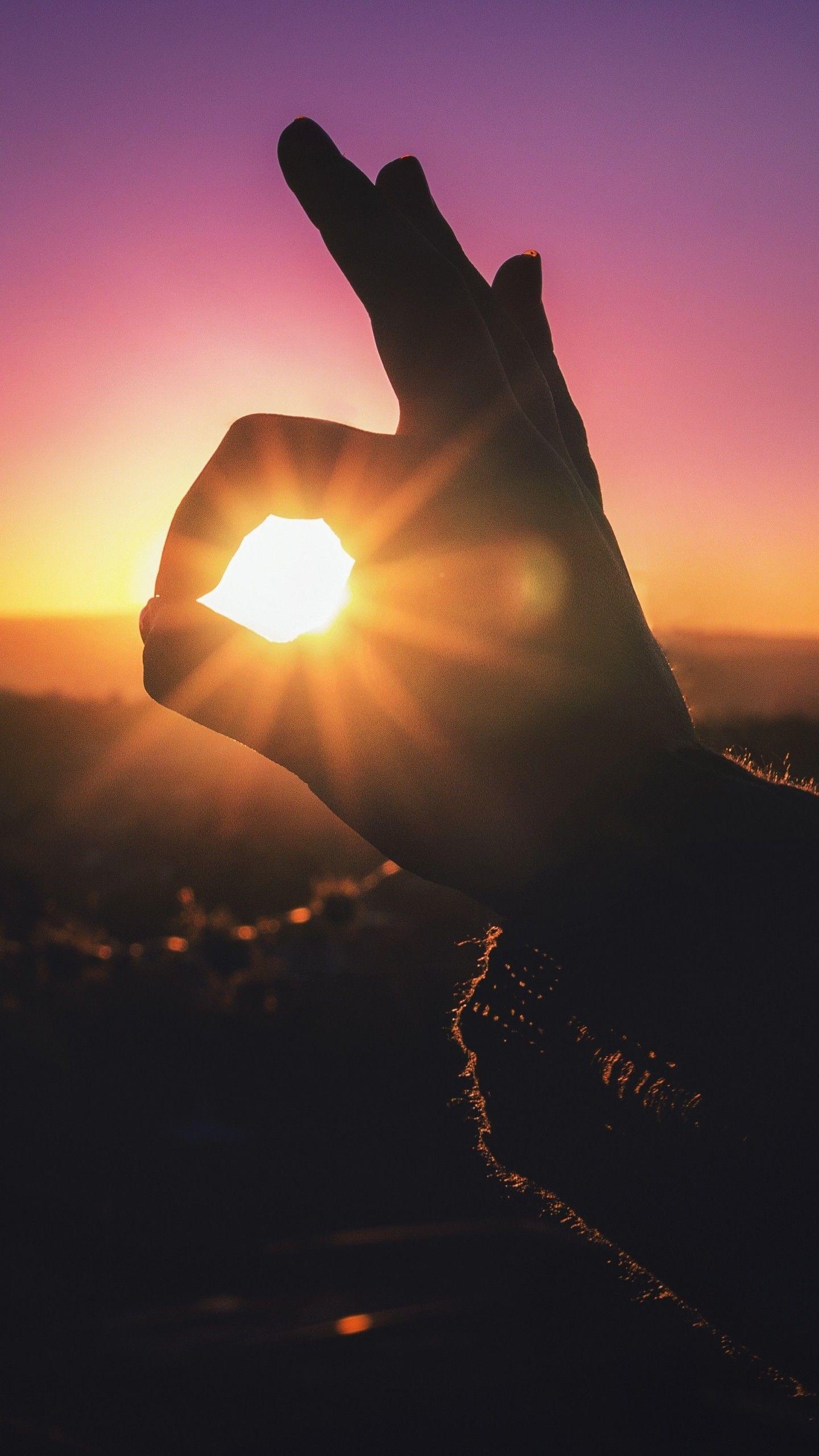 Hand, Licht, Finger, Sonnenuntergang, Bildkunst, 1440x2560 HD Handy