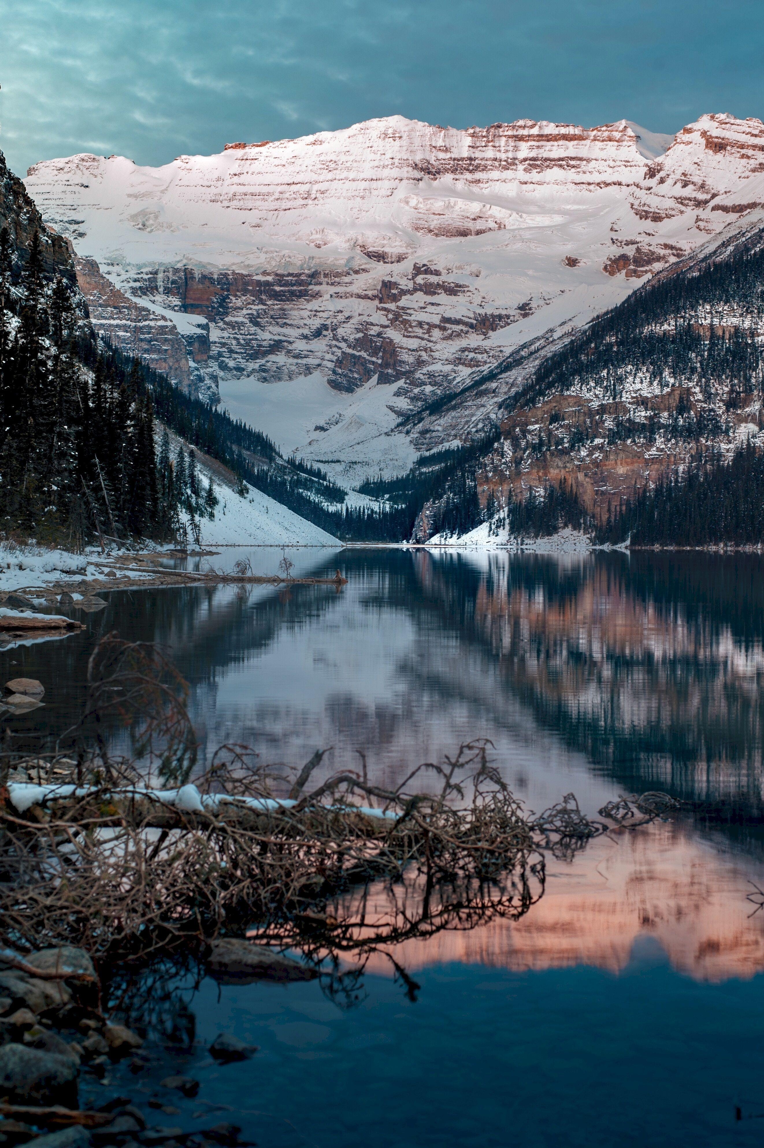 Lake Louise, Schnee, Berge, Gipfel, Download, 2650x3980 4K Handy