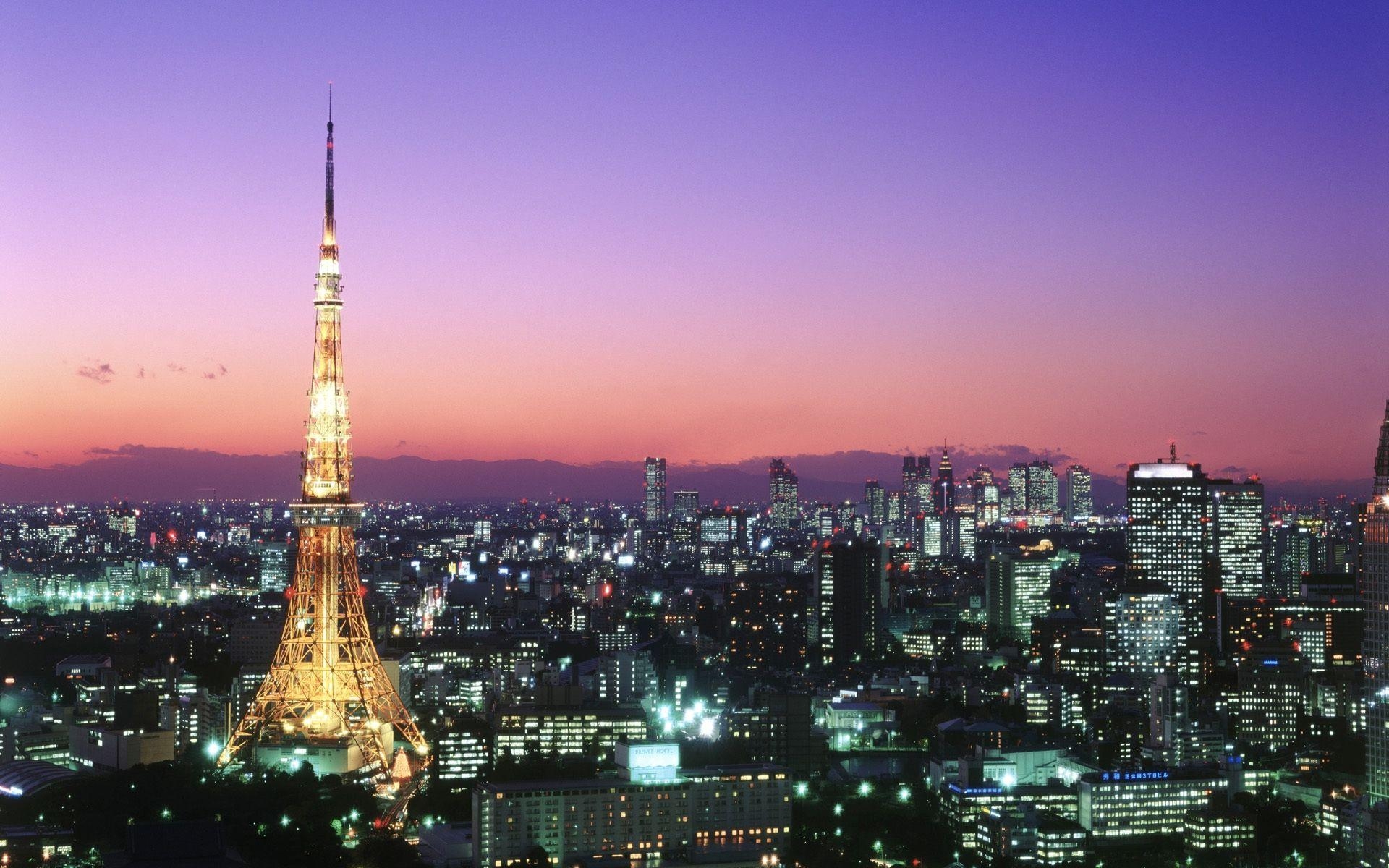 Tokyo, Japan, Sonnenuntergang, Abendliche Skyline, Stadtansicht, 1920x1200 HD Desktop