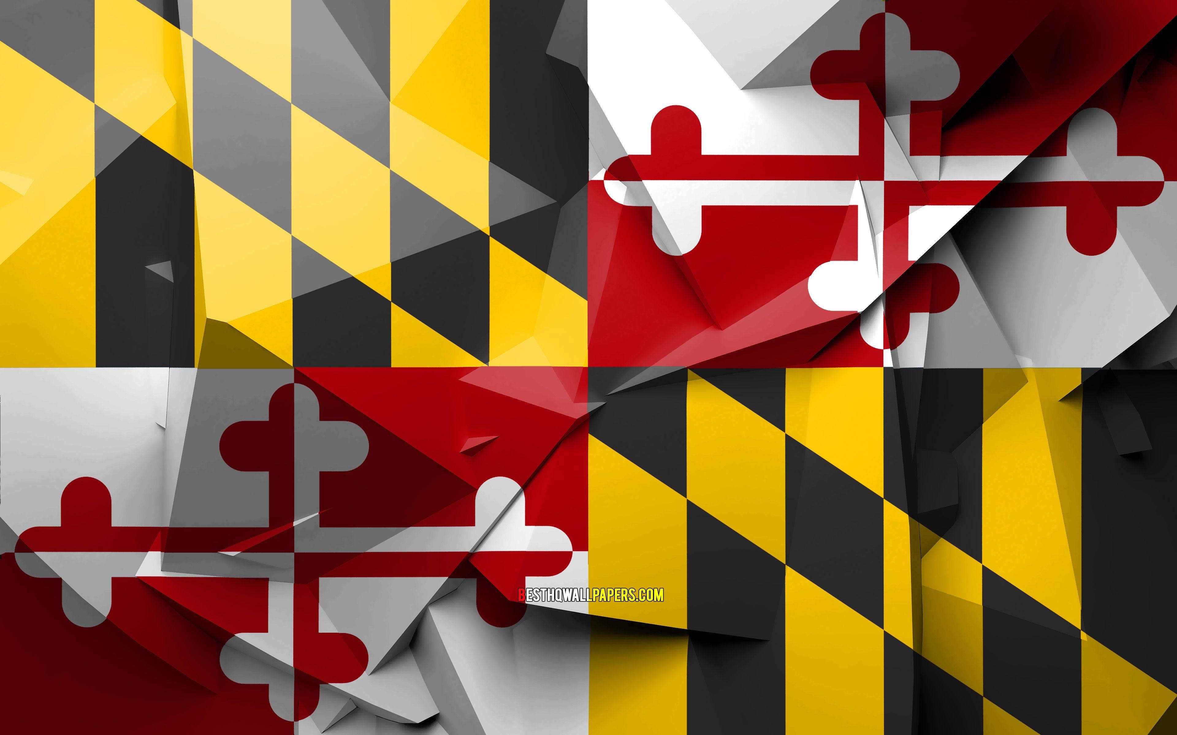 Maryland, Reisen, Flagge, 4K, Geometrische Kunst, 3840x2400 4K Desktop