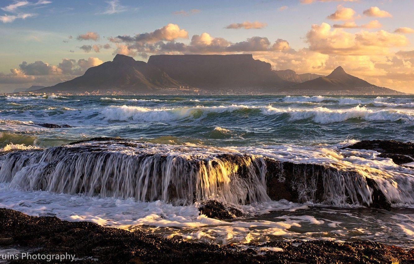 Kapstadt Berge, Ozean, südafrikanische Landschaft, 1340x850 HD Desktop